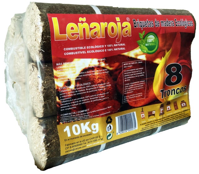 Pack de 8 briquetas de madera CARYSE 10 kg