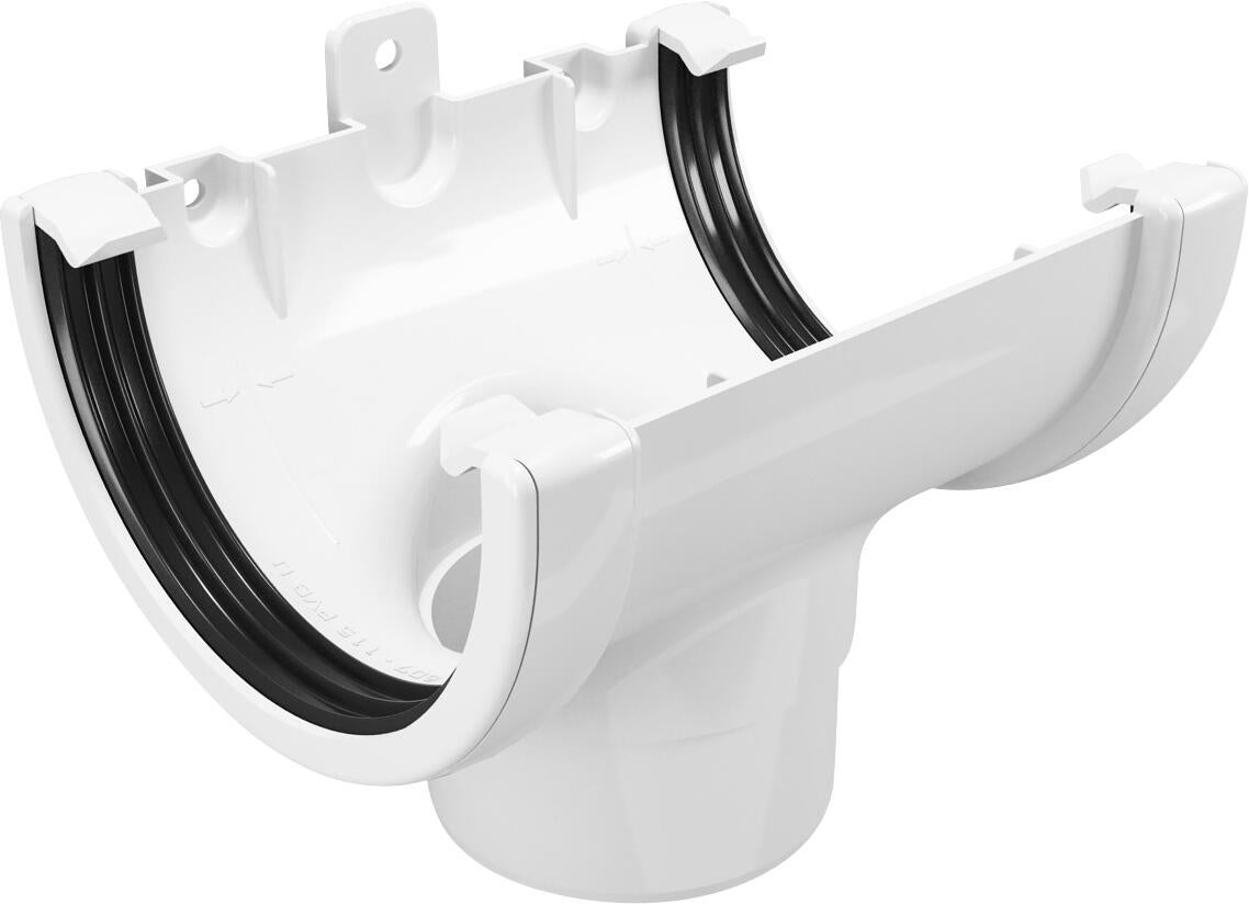 Conector central para canalón classic blanco de ø120mm con bajante de ø80mm