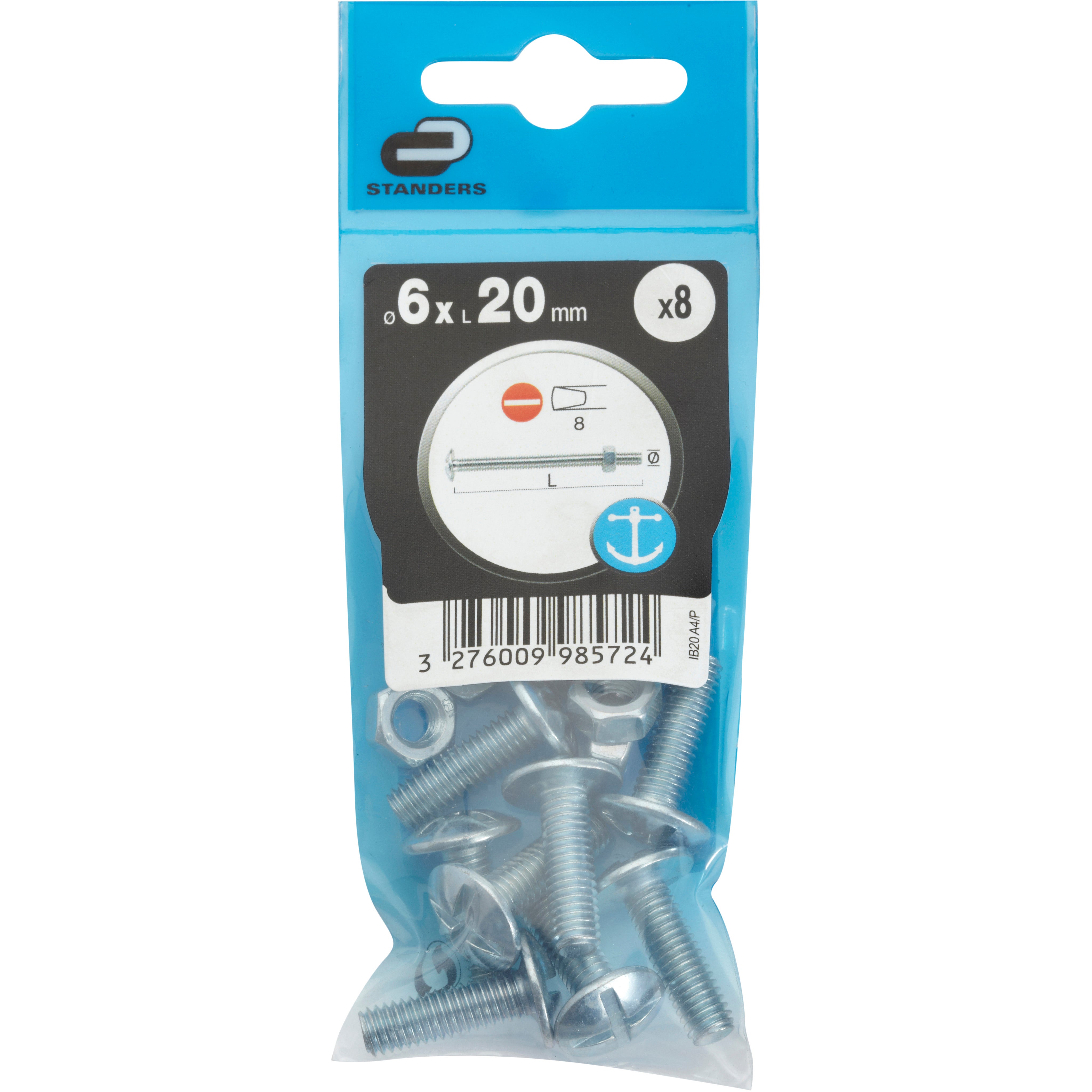 8 boulons poêlier inox A4 STANDERS, Ø6 x L.20 mm - 4
