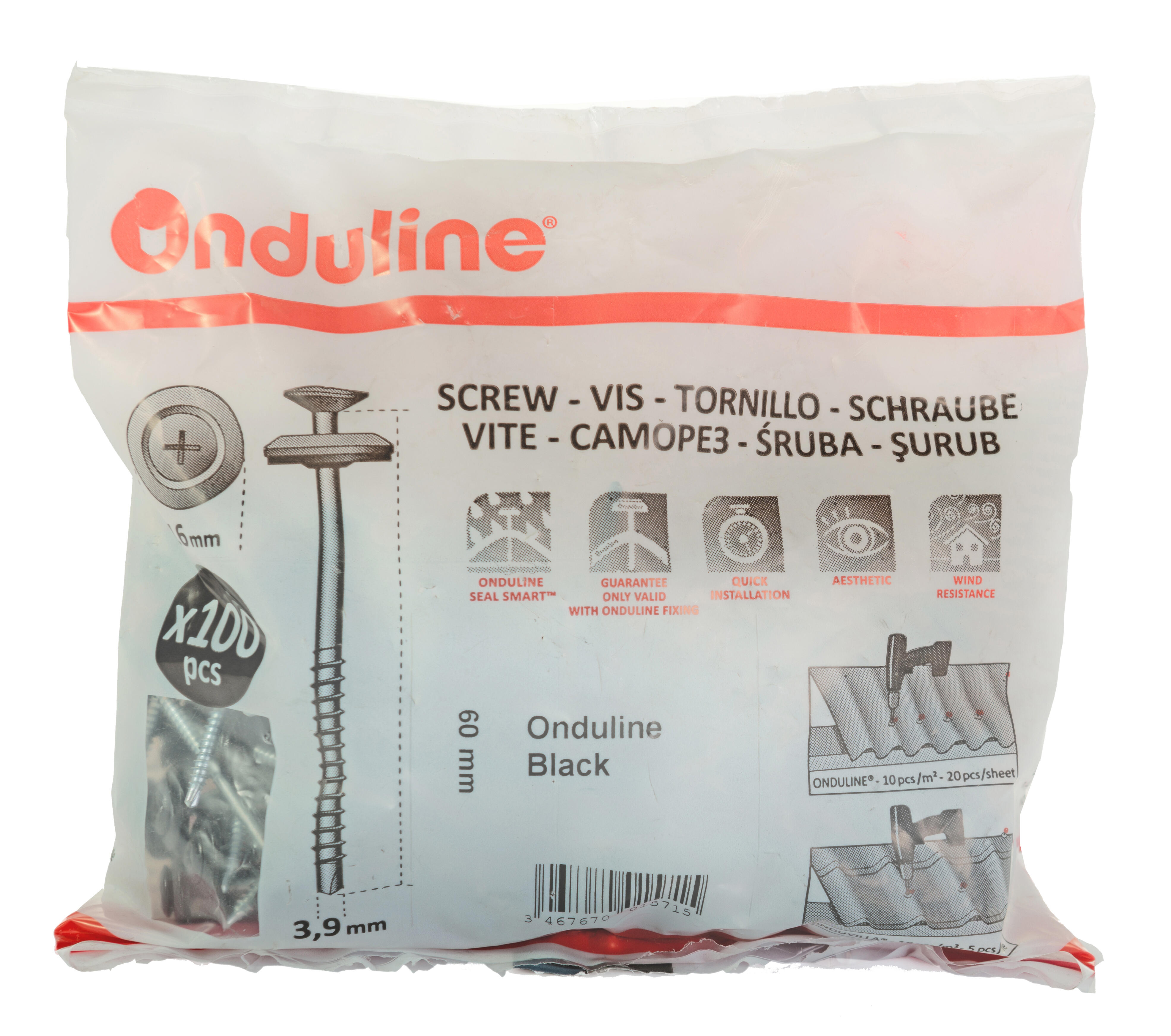 Tornillo universal ONDULINE Easyfix negro 100 unidades - 5