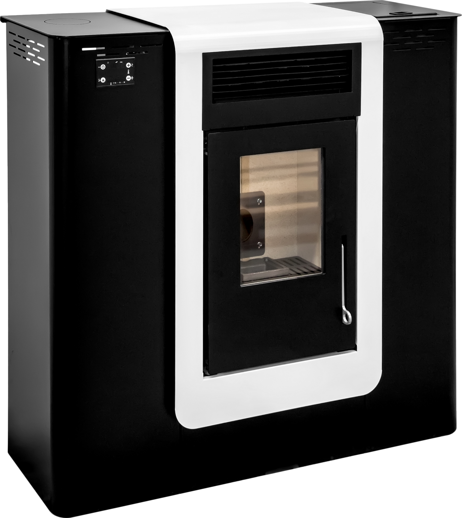 Estufa de pellet canalizable watt 10 kw negro/blanco