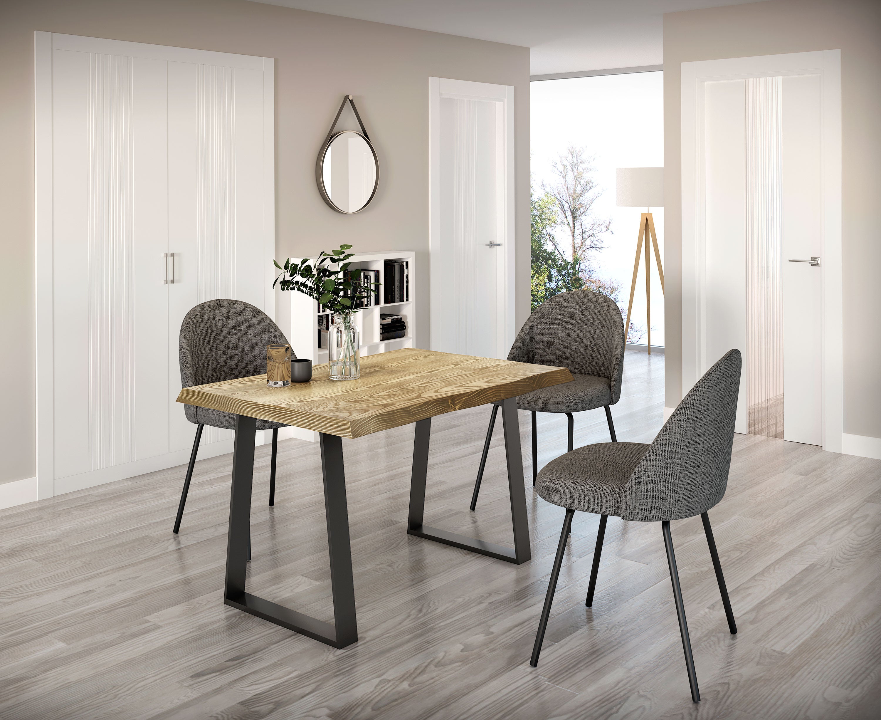 Mesa de comedor fija madera de fresno maciza 120x76x84cm