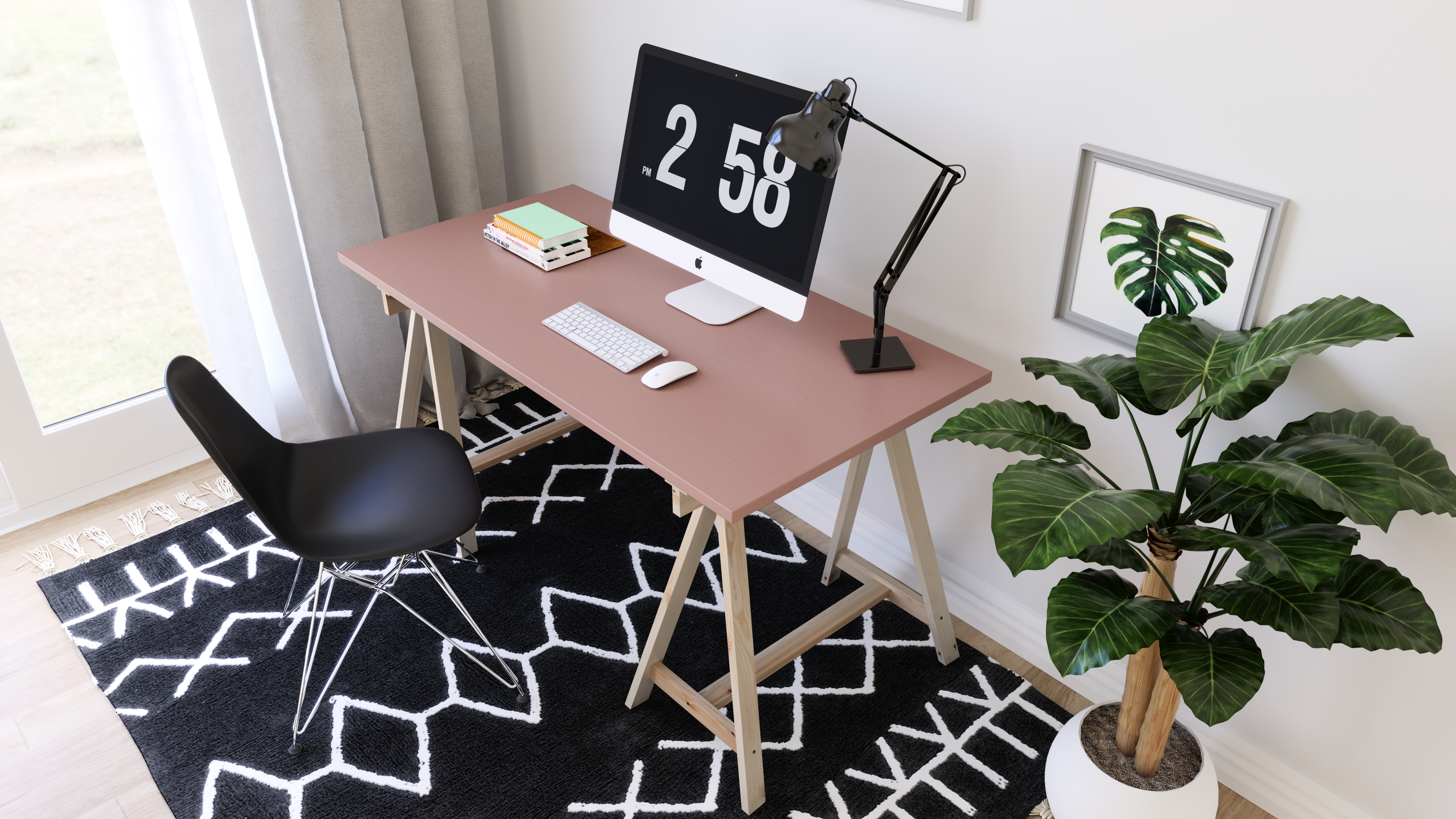 Tablero para mesa aglomerado bicolor: roble virginia/rosa talco 140x68.5x2.5cm