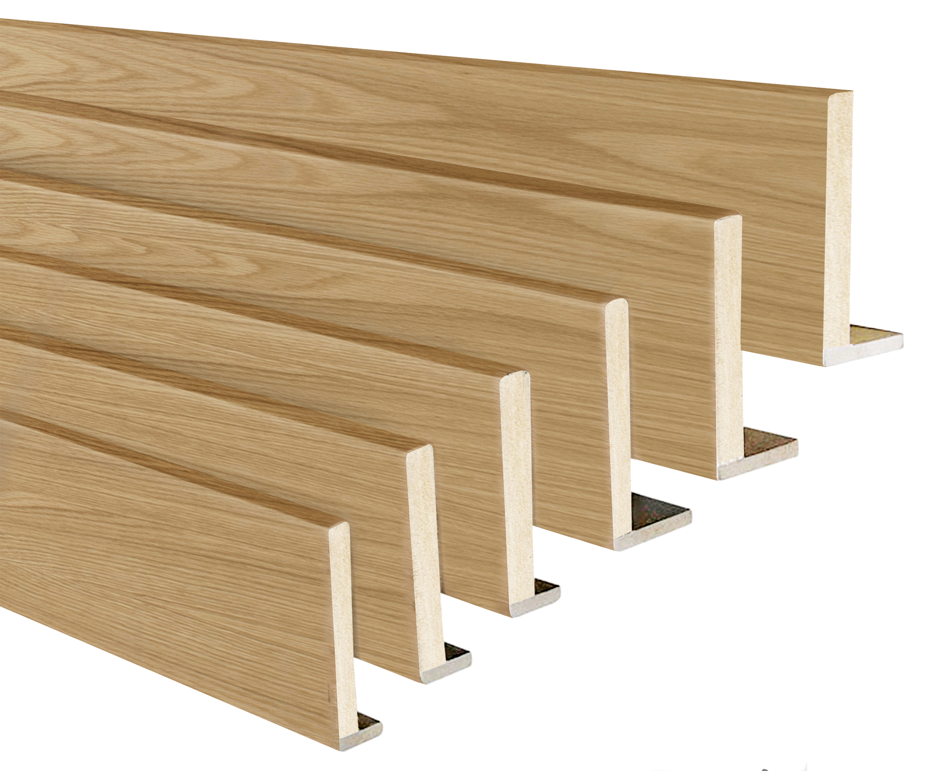Kit de 6 tapetas extensible en l de mdf melamina roble sofia/moscu 80x12/10mm