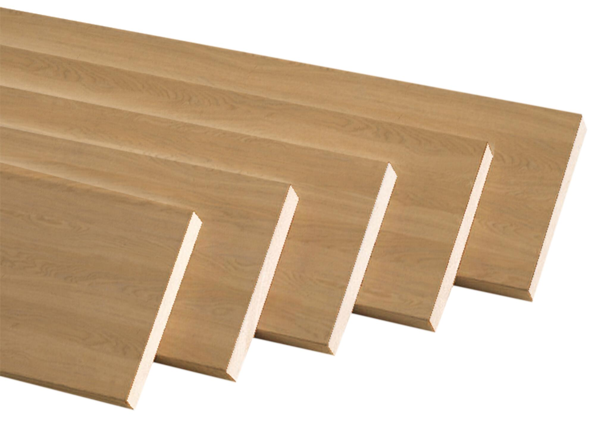 Kit de 5 tapetas lisas de mdf melamina roble miel 90x10x2200mm