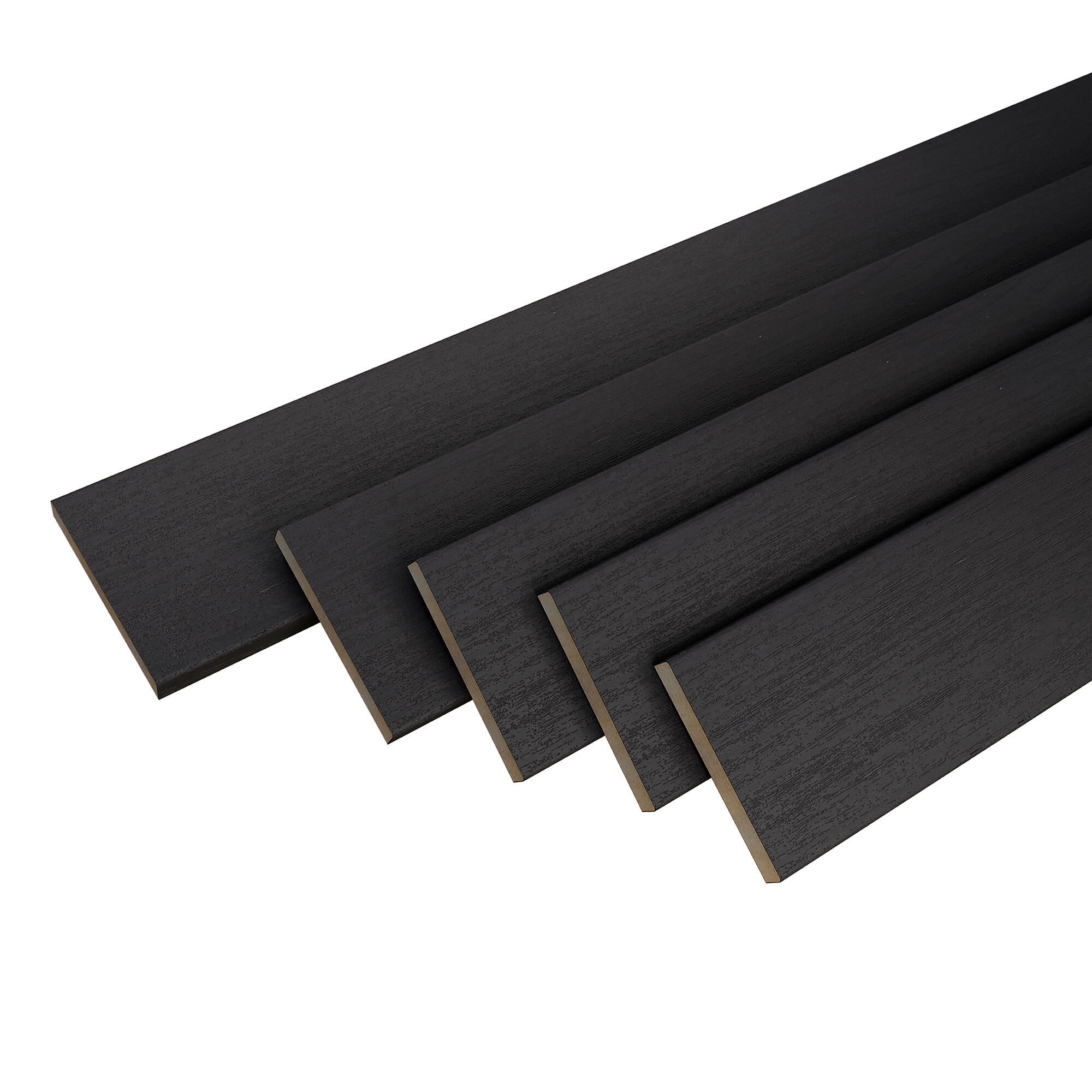Kit de 5 tapetas lisas mdf de melamina azabache 70x10x2200 mm