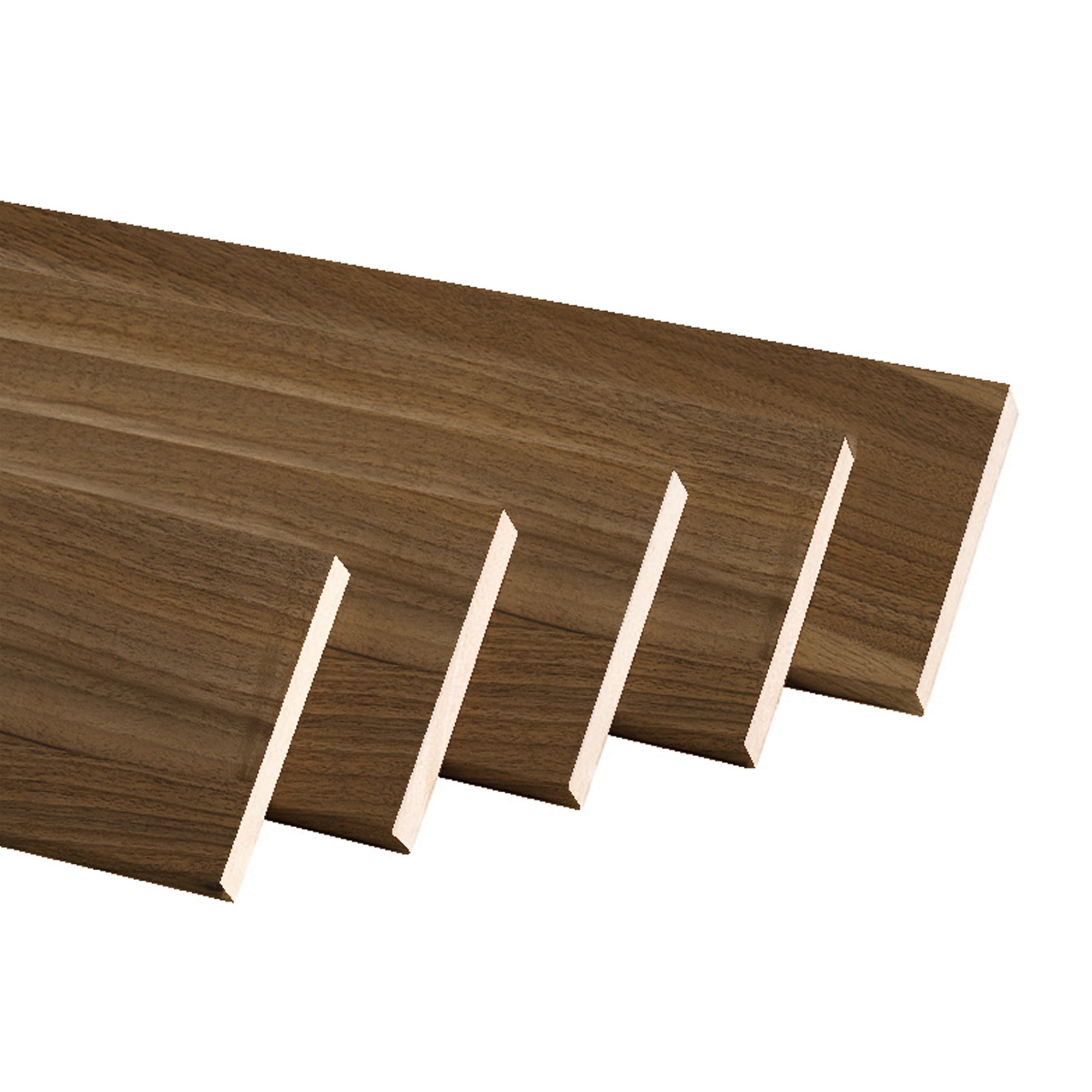 Kit de 5 tapetas lisas mdf melamina nogal oslo 80x12/10x2200 mm