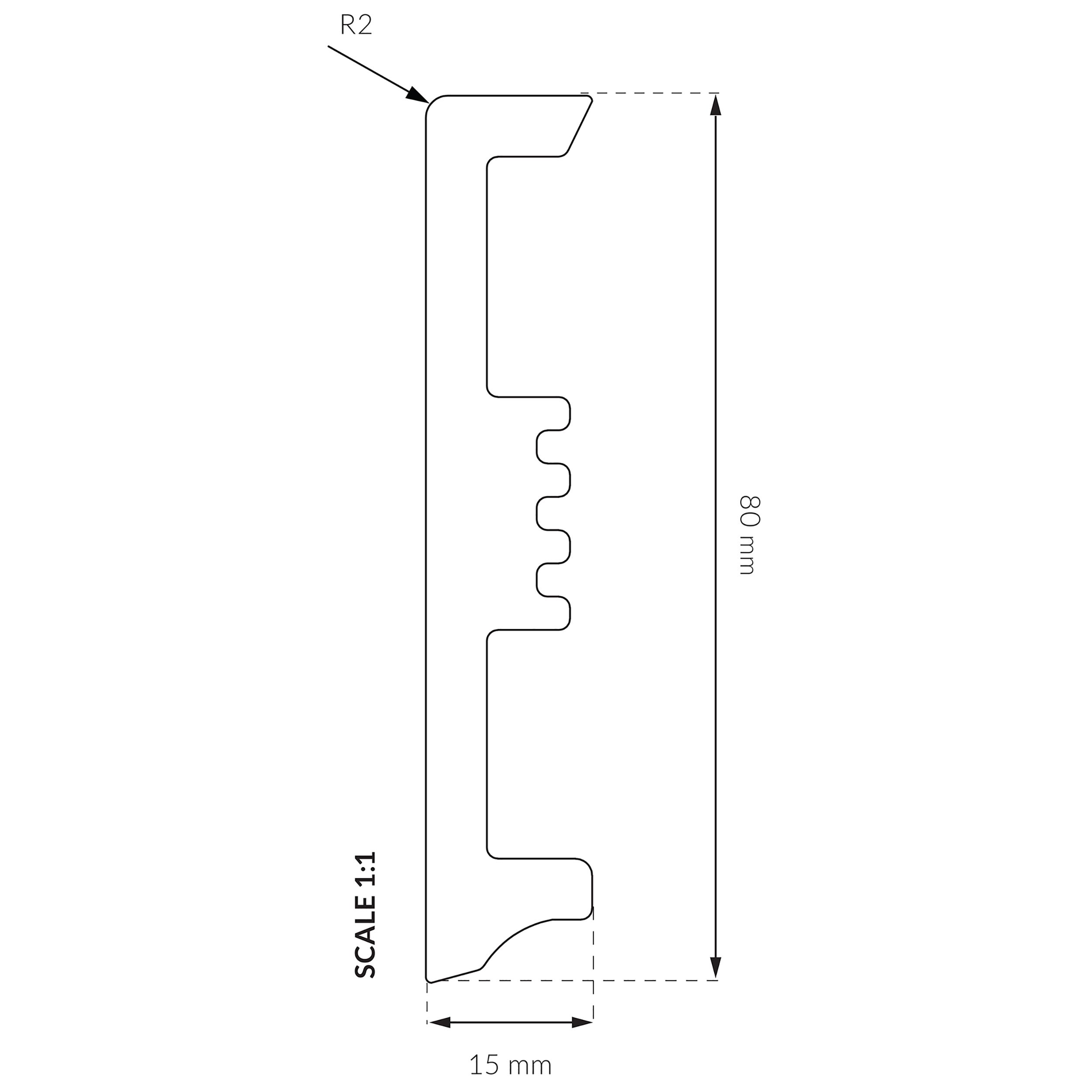 Rodapé Poliestireno mate 15x80x2200 mm Arbiton - 4