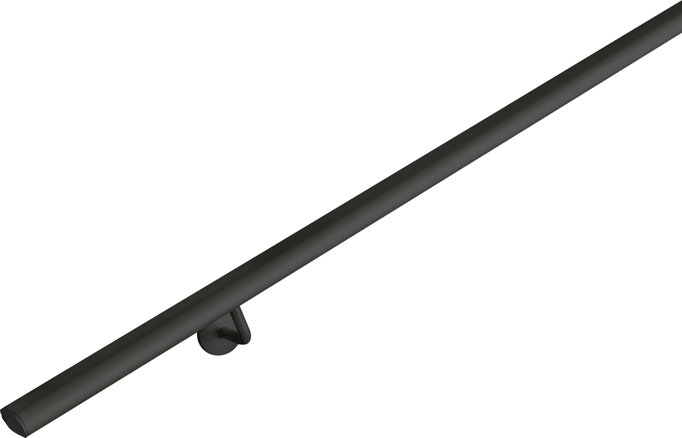 Kit pasamanos de aluminio en color negro mate ovalada de 2M soportes incluidos - 2