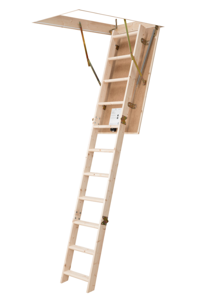 Escada de sótão escamoteável em madeira branco Sogem 60x120 cm