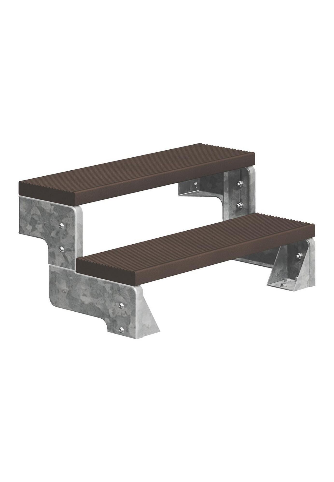 Escalera recta gardentop uso interior / exterior 100 de 2 peldaños color marrón