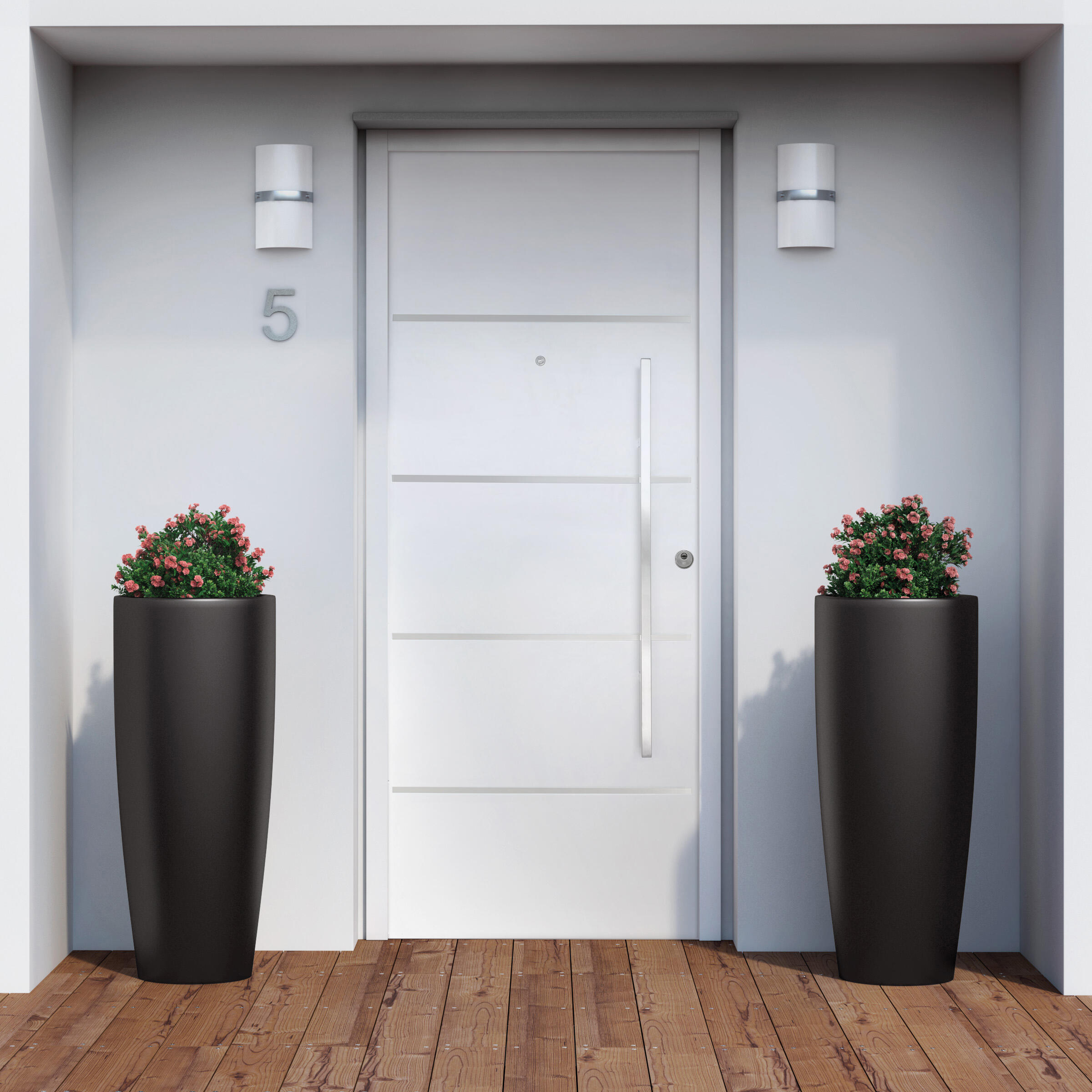 Puerta de entrada metálica serie saga cintia fresada blanco /interior liso blanco apertura izquierda 210x90cm