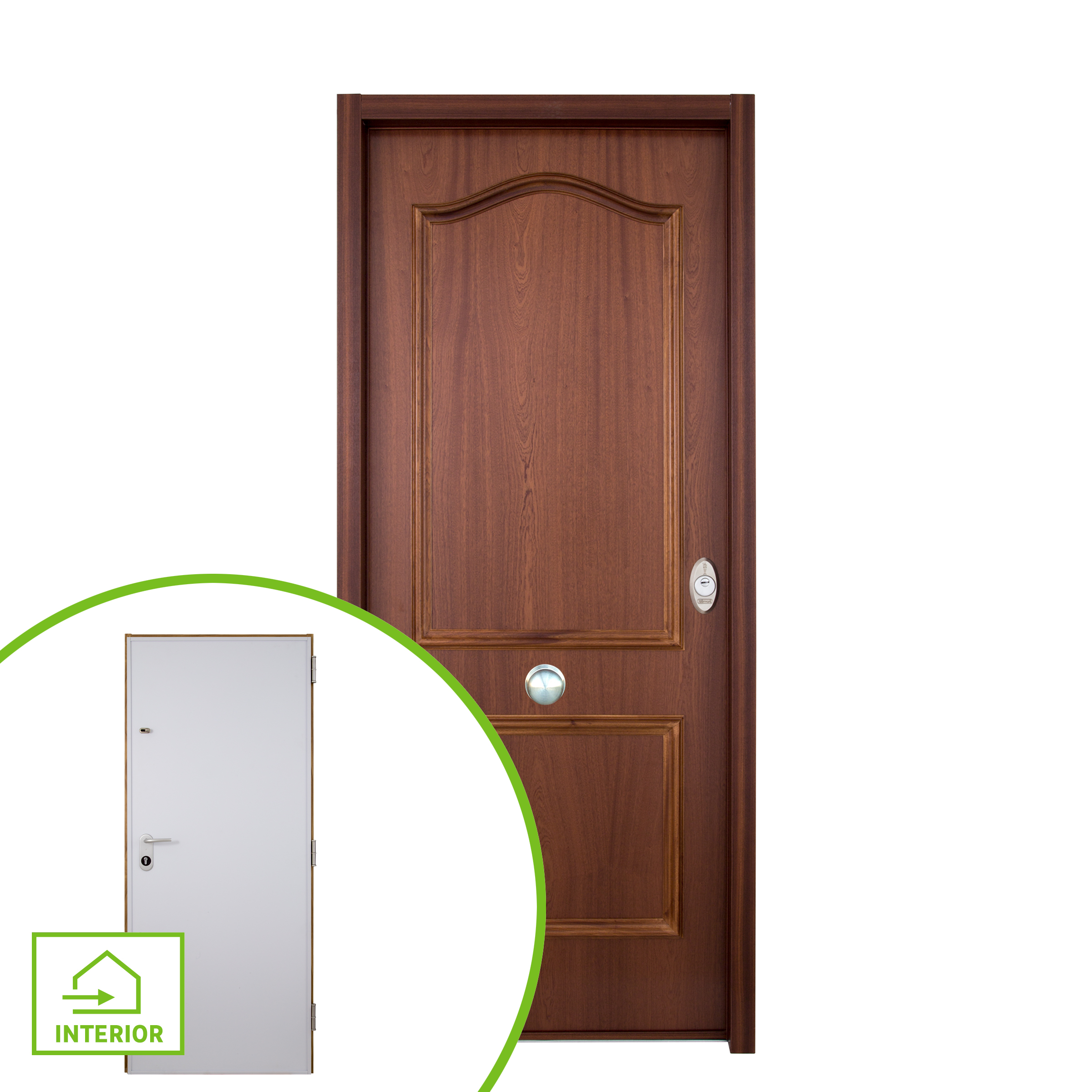Puerta de entrada acorazada serie V provenzal sapelly / interior liso blanco apertura izquierda 206x89cm - 16