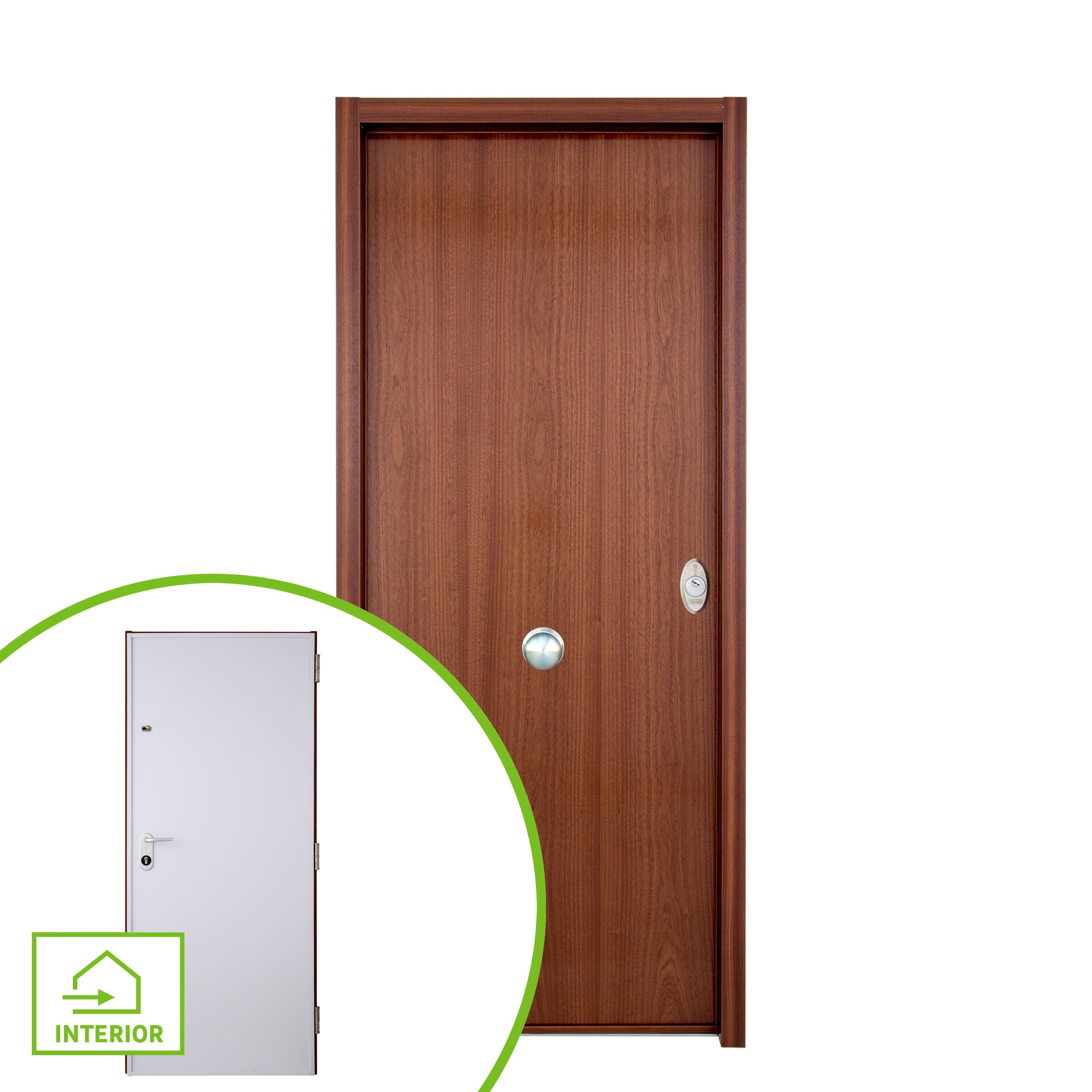 Puerta de entrada acorazada serie V liso sapelly / interior Lucerna fresada blanco apertura izquierda 206x89cm - 13