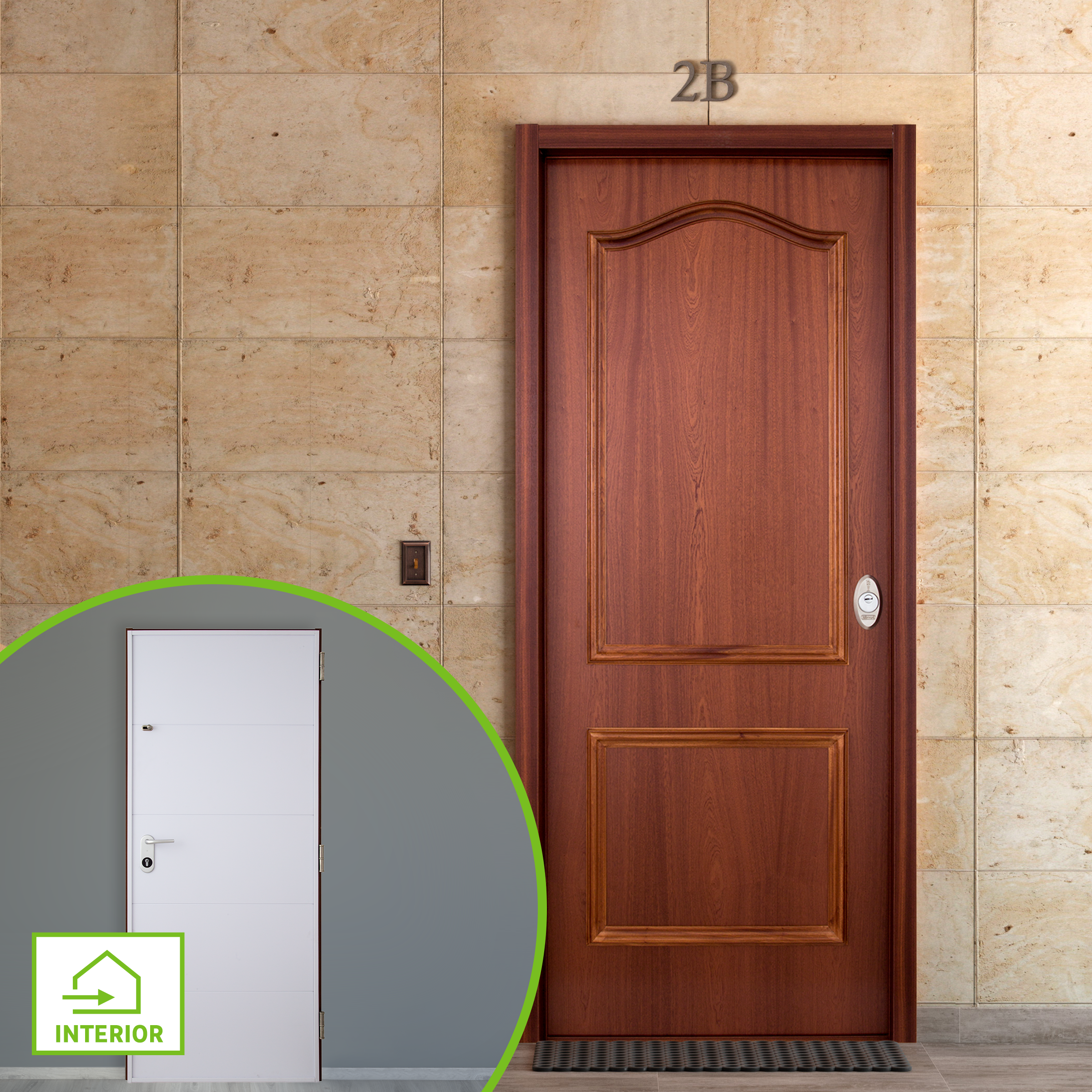 Puerta de entrada acorazada serie V provenzal sapelly / interior liso blanco apertura izquierda 206x89cm - 12