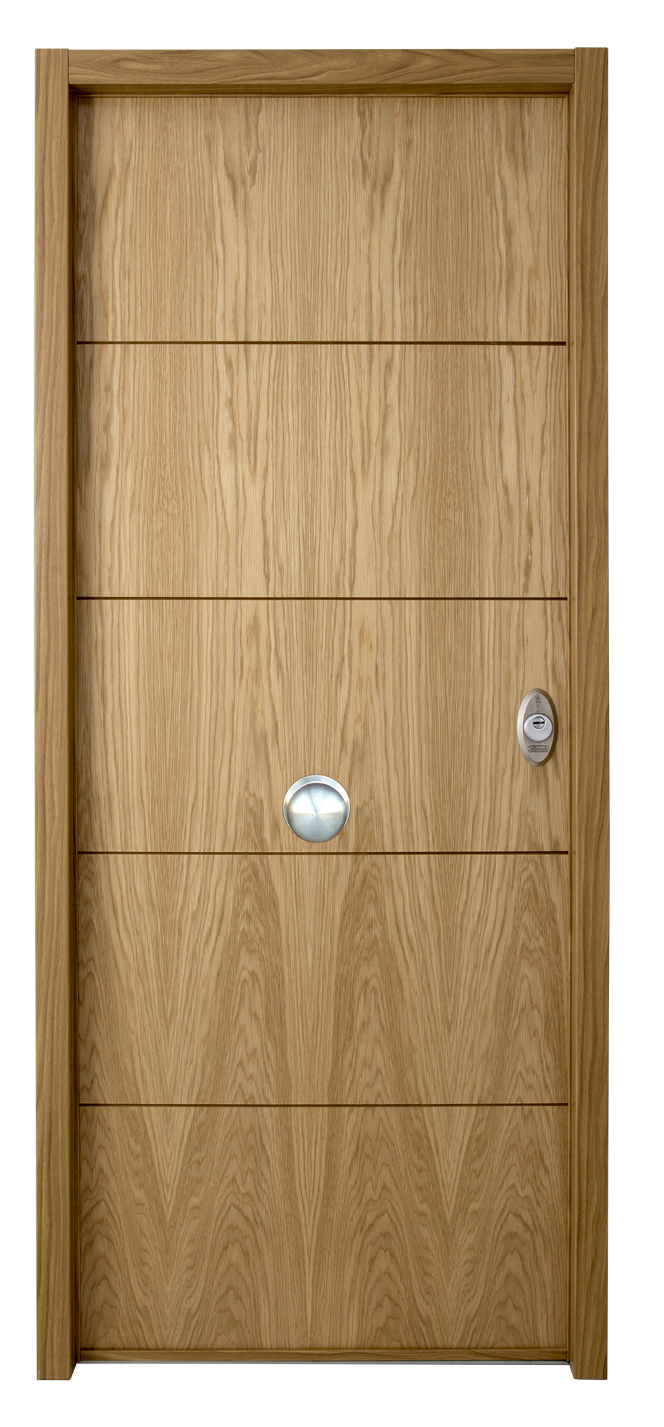 Puerta de entrada acorazada serie V fresada roble / interior liso roble apertura izquierda 206x89cm - 14