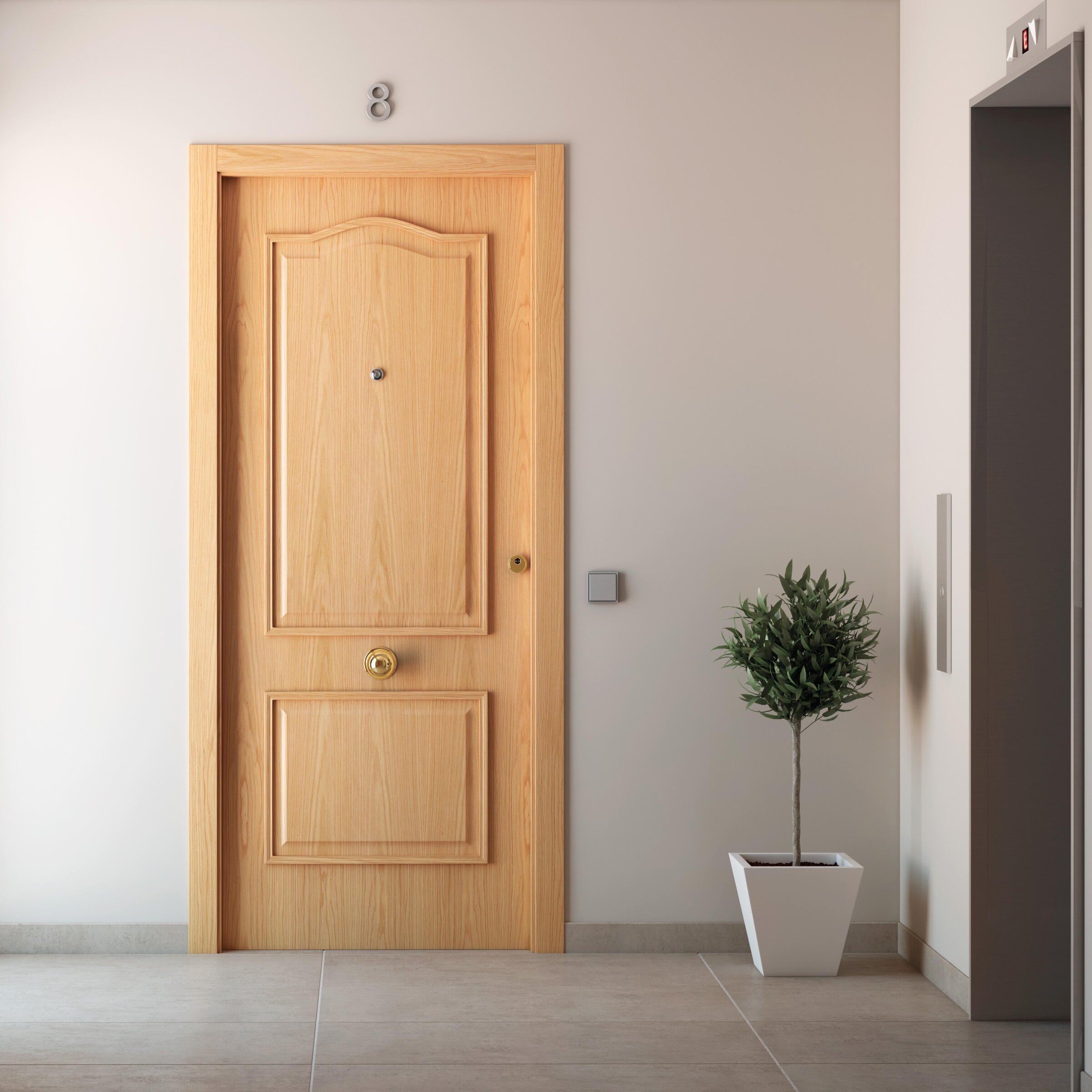 Puerta de entrada blindada serie 3P provenzal roble / interior liso  roble apertura izquierda 205x86cm - 13