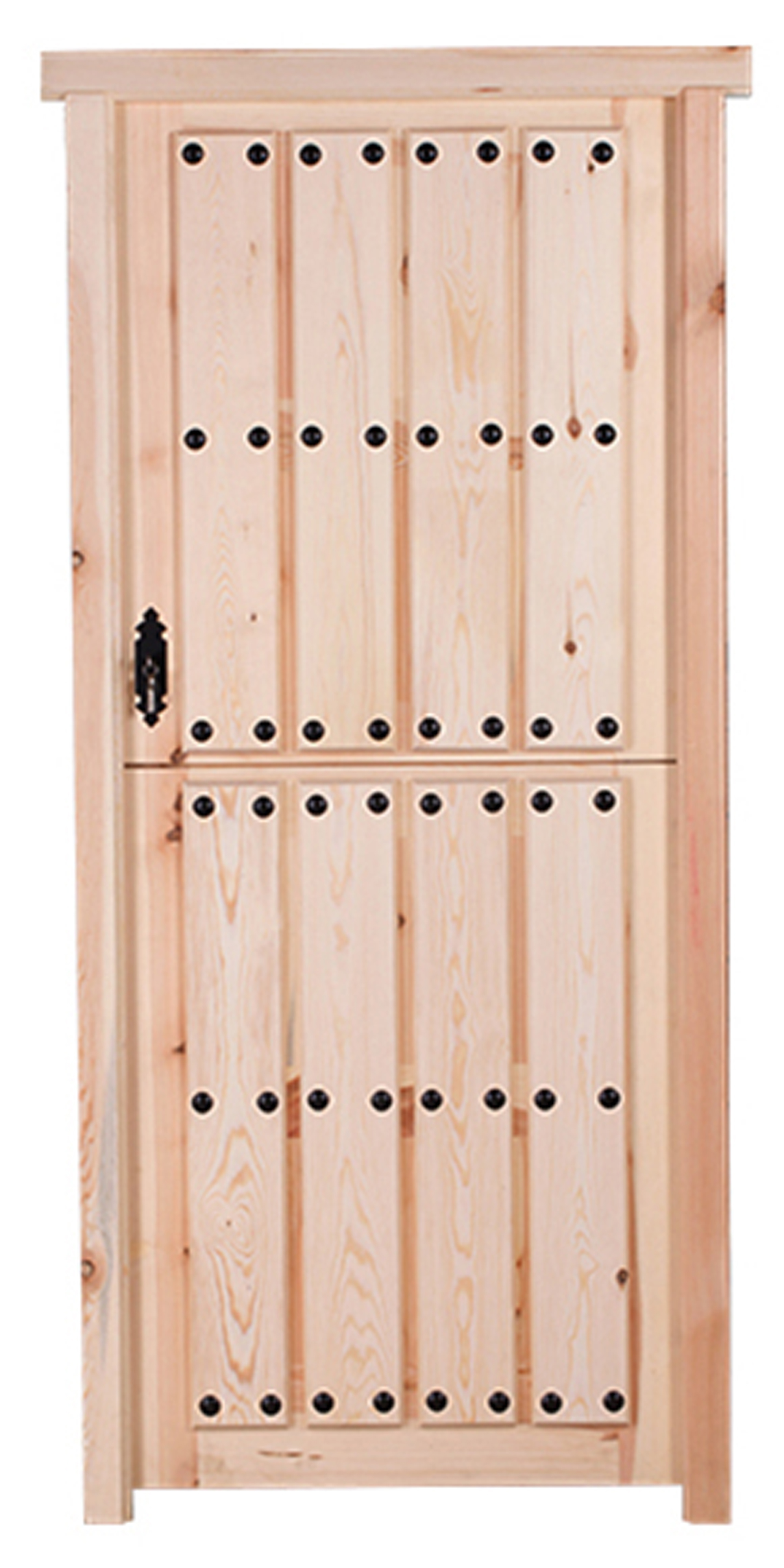 Puerta de entrada madera pino partida diseño rústico color pino apertura derecha 210x95cm - 2