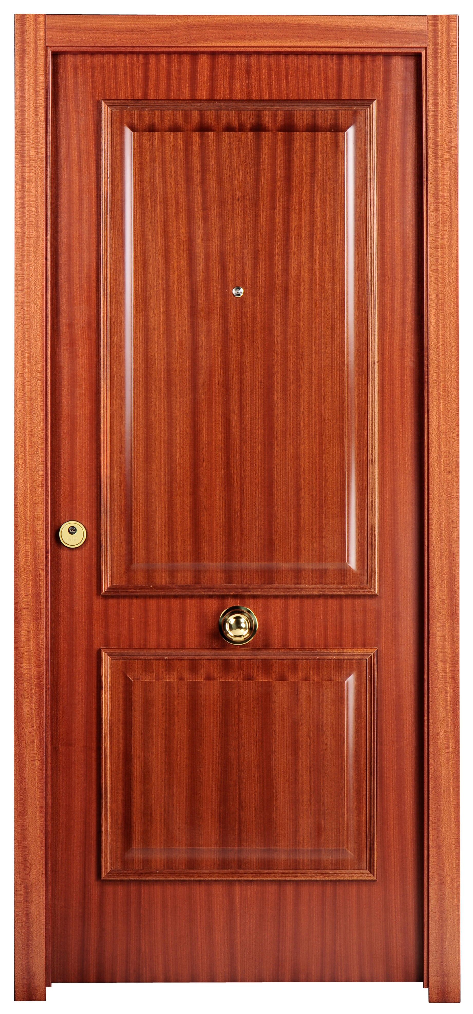 Puerta de entrada blindada serie 3P dos cuadros sapelly / interior liso  sapelly apertura izquierda 205x86cm - 14