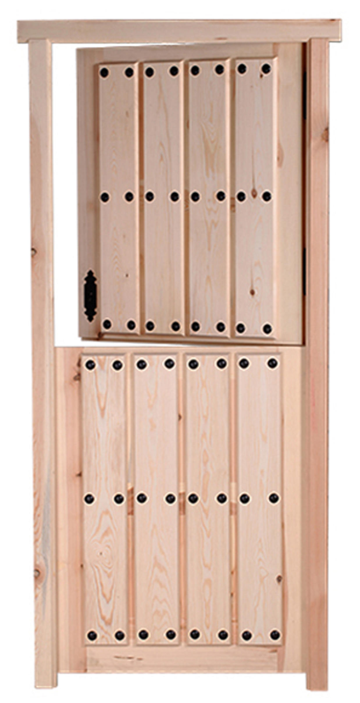 Puerta de entrada madera pino partida diseño rústico color pino apertura derecha 210x95cm - 11