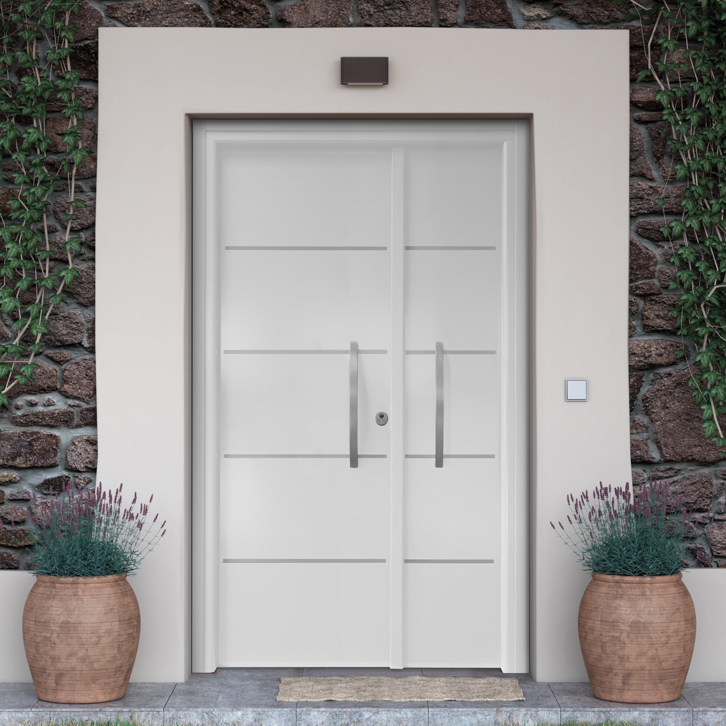 Puerta de entrada Cintia FM doble hoja blanca izquierda 142,5x210 cm ...