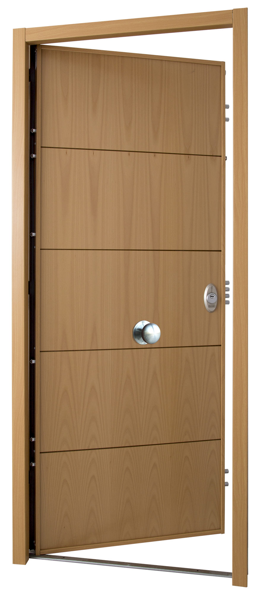 Puerta de entrada acorazada serie V fresada Haya / interior liso Haya apertura izquierda 206x89cm - 17