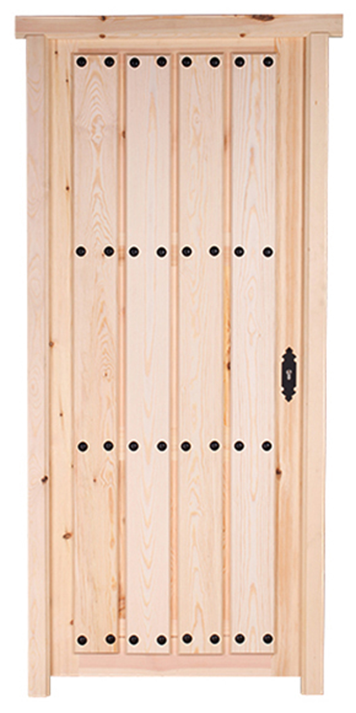 Puerta de entrada madera pino entera diseño rústico color pino apertura izquierda 210x95cm - 3