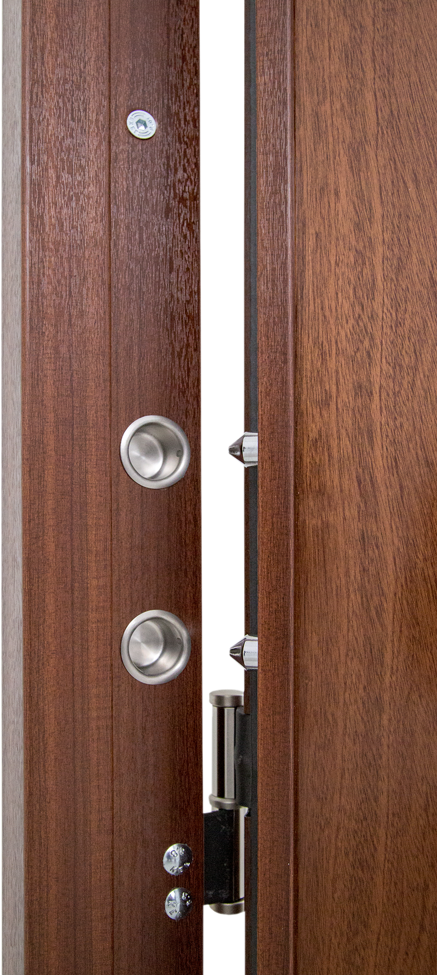 Puerta de entrada acorazada serie V provenzal sapelly / interior liso sapelly apertura izquierda 206x89cm - 27