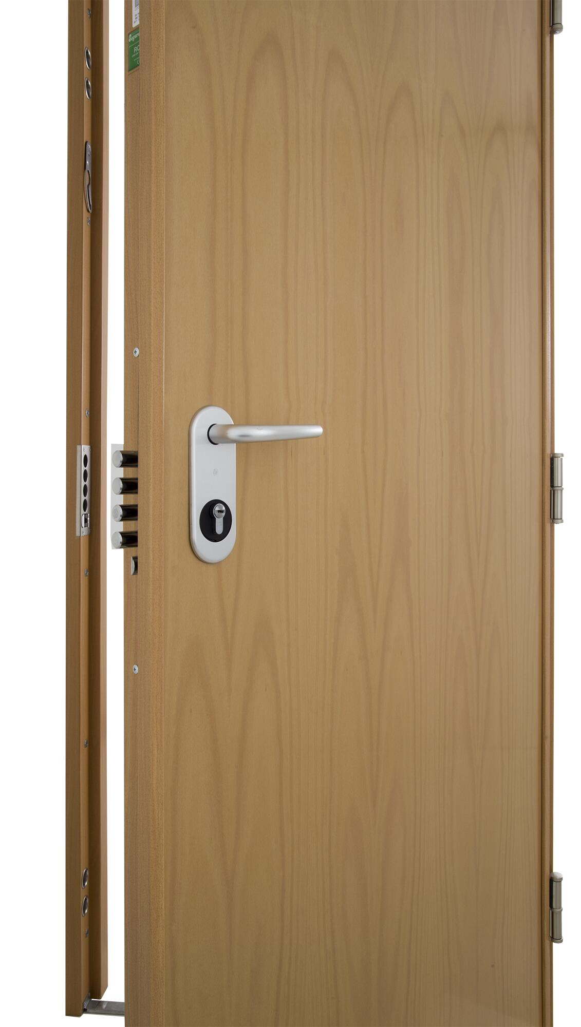 Puerta de entrada acorazada serie V fresada Haya / interior liso Haya apertura izquierda 206x89cm - 16