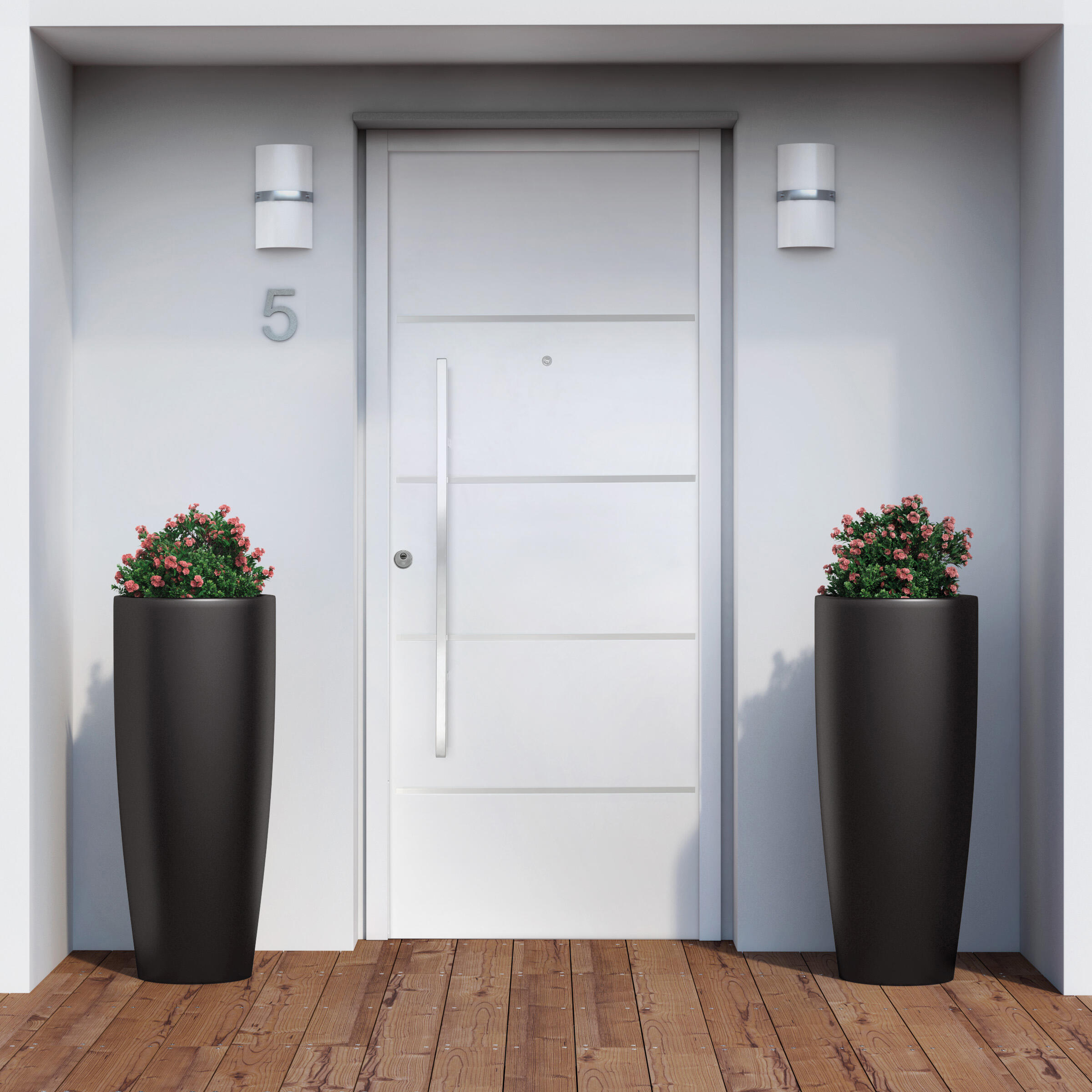 Puerta de entrada metálica saga cintia derecha blanca de 90x210 cm