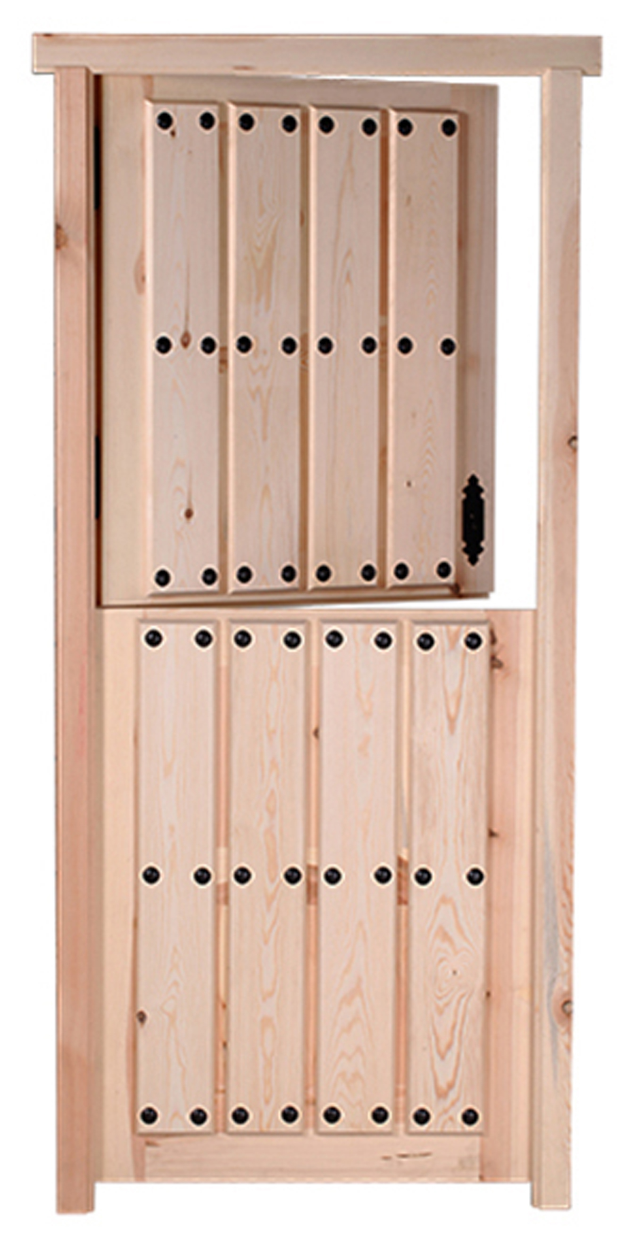 Puerta de entrada madera pino partida diseño rústico color pino apertura izquierda 210x95cm - 10