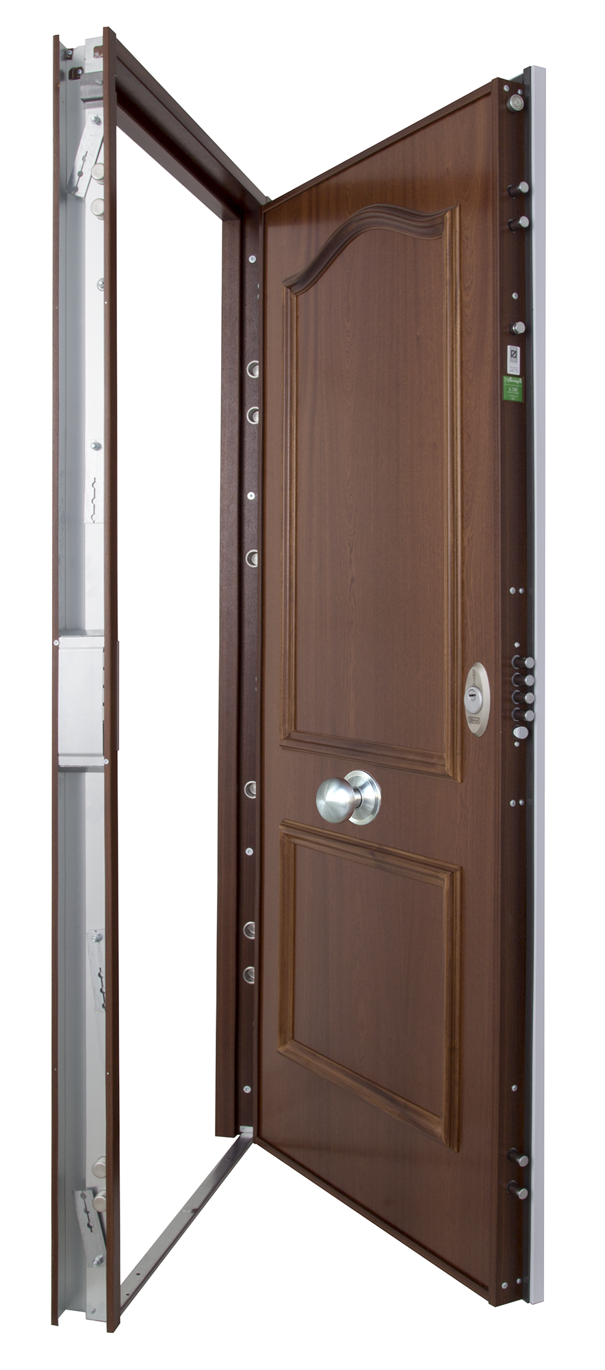 Puerta de entrada acorazada serie V provenzal sapelly / interior liso blanco apertura izquierda 206x89cm - 13