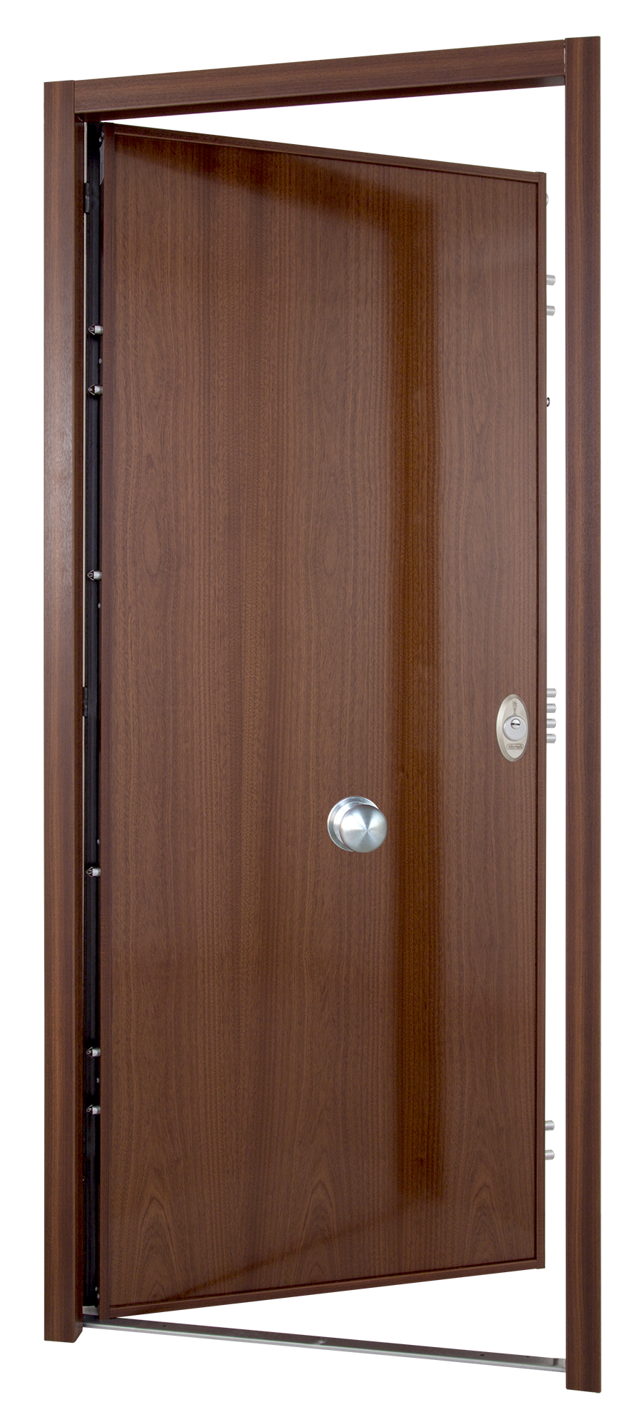 Puerta de entrada acorazada serie V liso sapelly / interior Lucerna fresada blanco apertura izquierda 206x89cm - 11