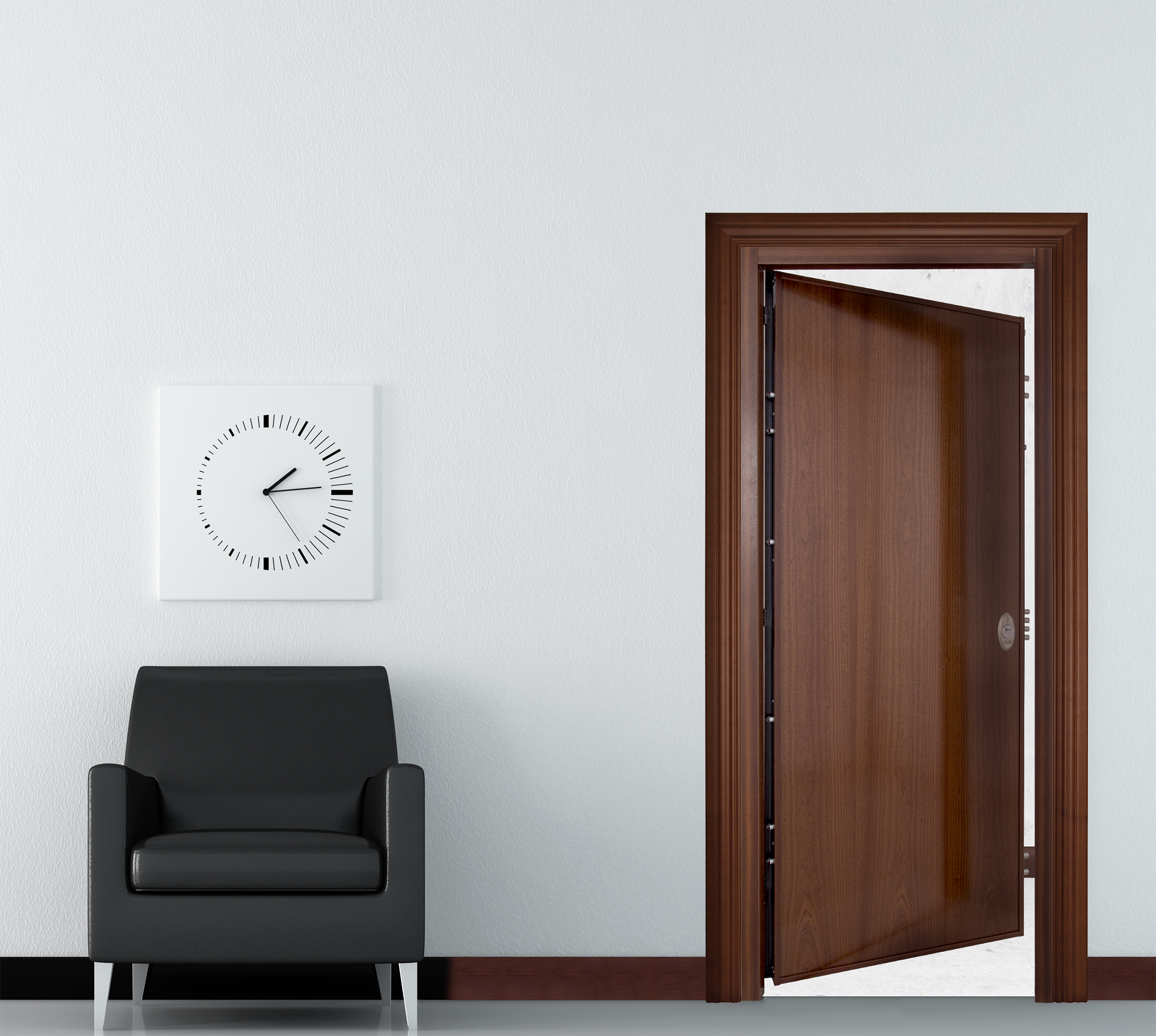 Puerta de entrada acorazada serie V liso sapelly / interior Lucerna fresada blanco apertura izquierda 206x89cm - 9