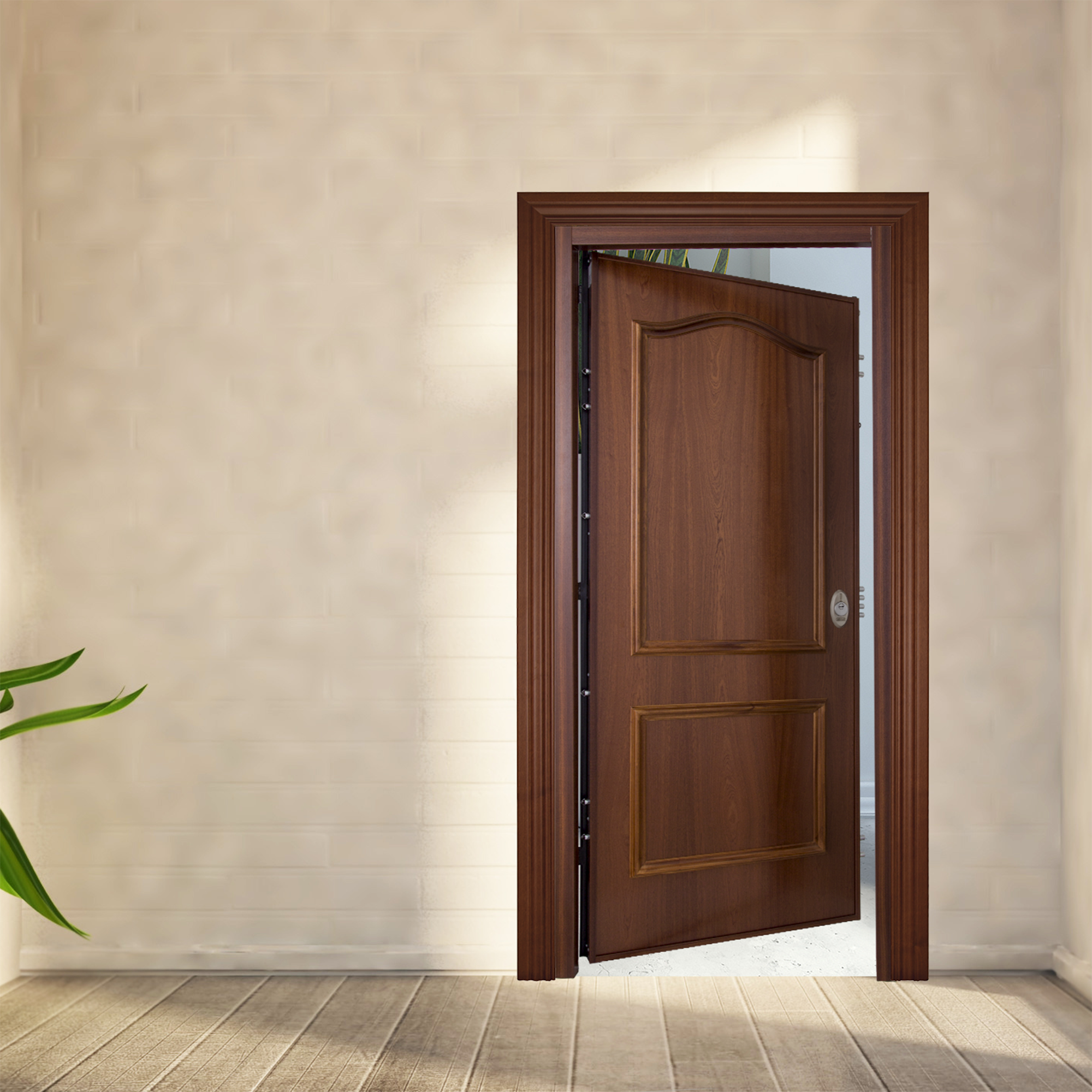 Puerta de entrada acorazada serie V provenzal sapelly / interior liso blanco apertura izquierda 206x89cm - 11