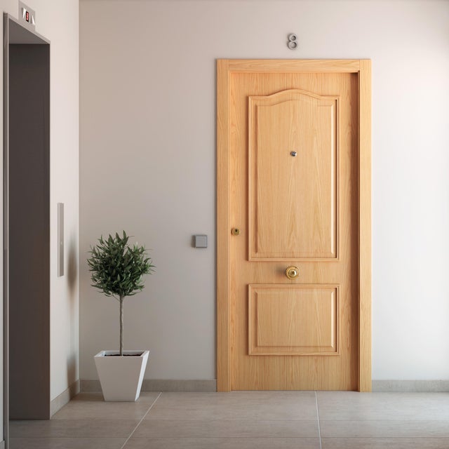 Puerta de entrada blindada serie 3P provenzal roble / interior liso  roble apertura izquierda 205x86cm