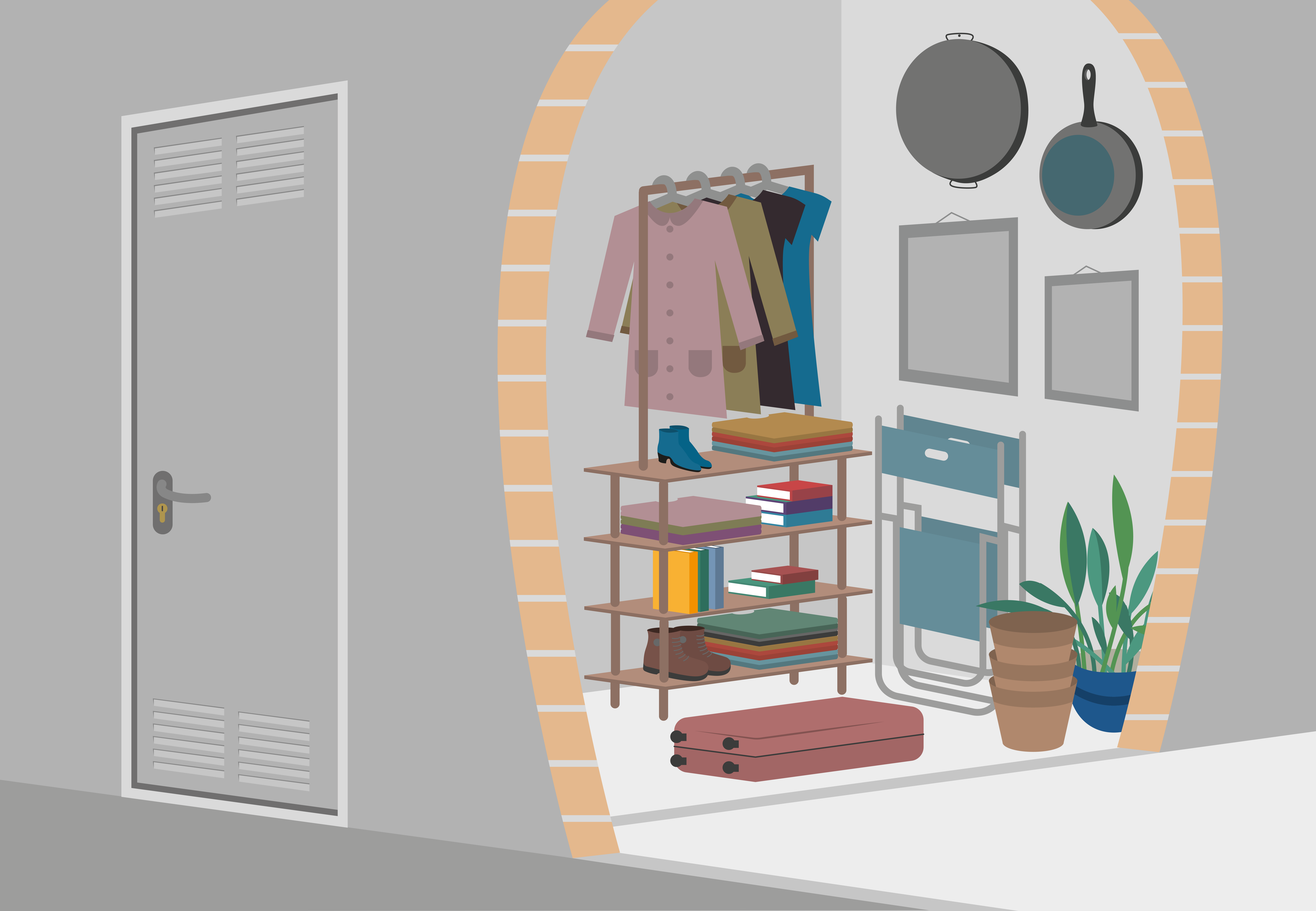 Puerta de trastero liso acero galvanizado con llave 1 punto de seguridad apertura derecha 200x80cm - 5