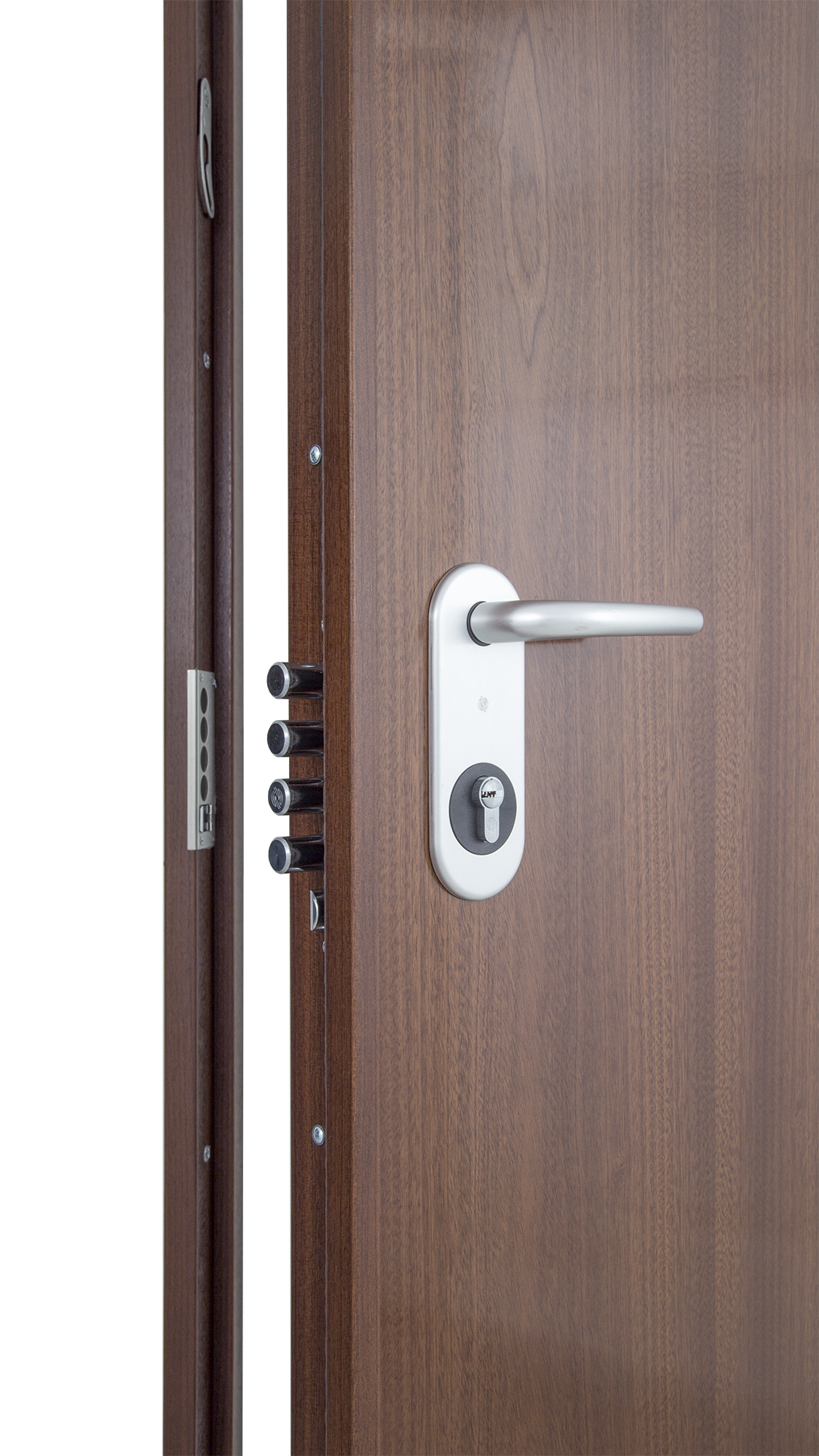 Puerta de entrada acorazada serie V provenzal sapelly / interior liso sapelly apertura izquierda 206x89cm - 11