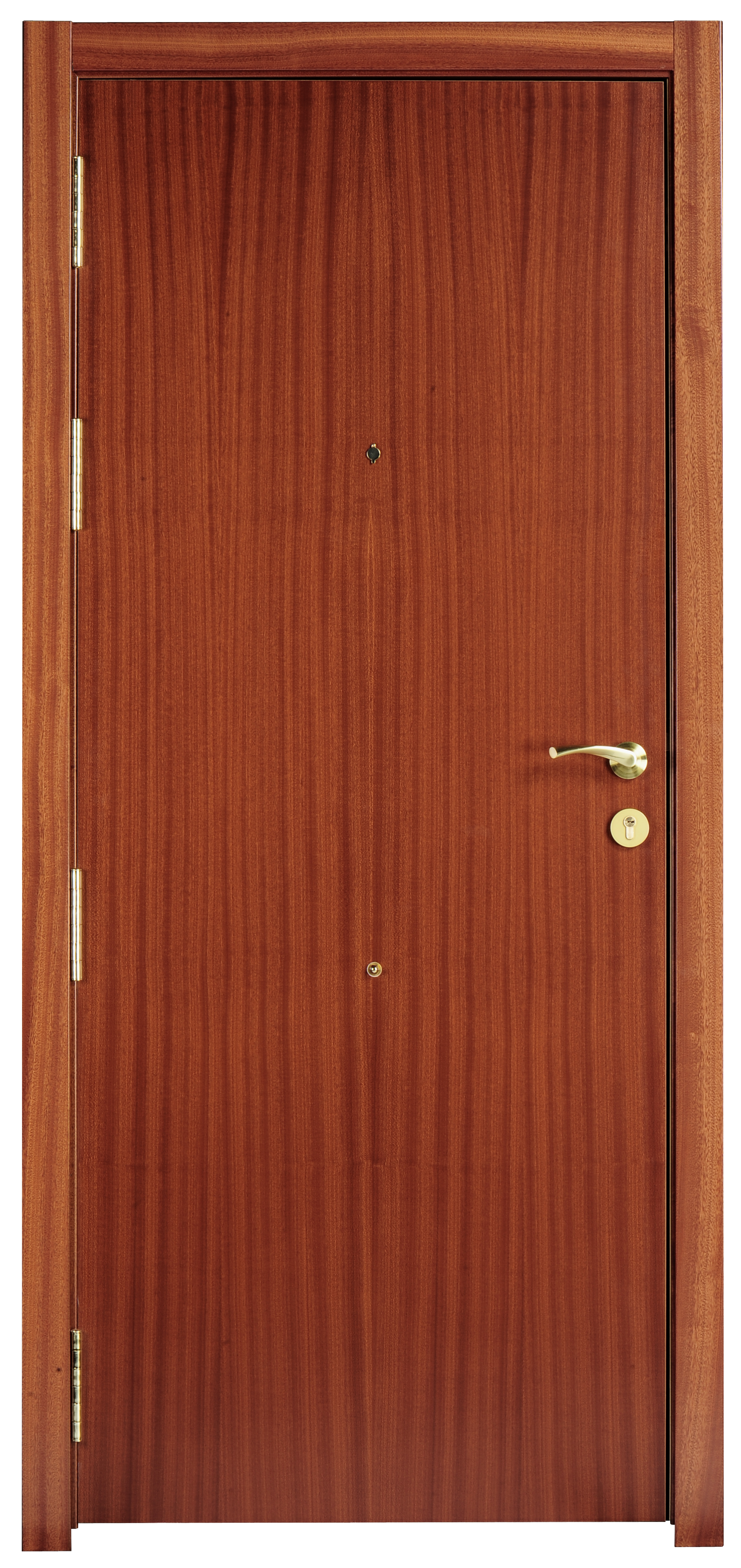 Puerta de entrada blindada serie 3P dos cuadros sapelly / interior liso  sapelly apertura izquierda 205x86cm - 2