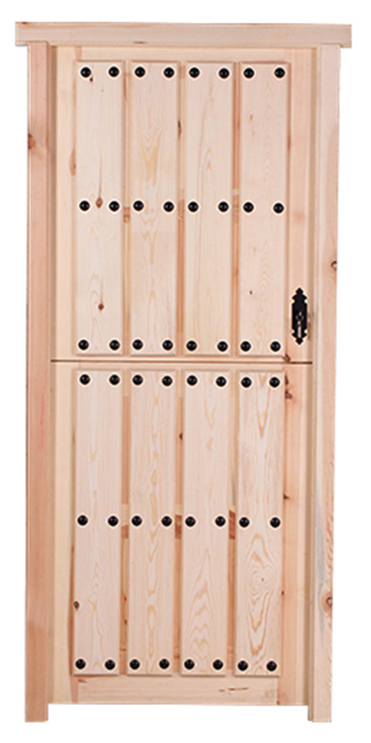 Puerta de entrada madera pino partida diseño rústico color pino apertura izquierda 210x95cm - 2