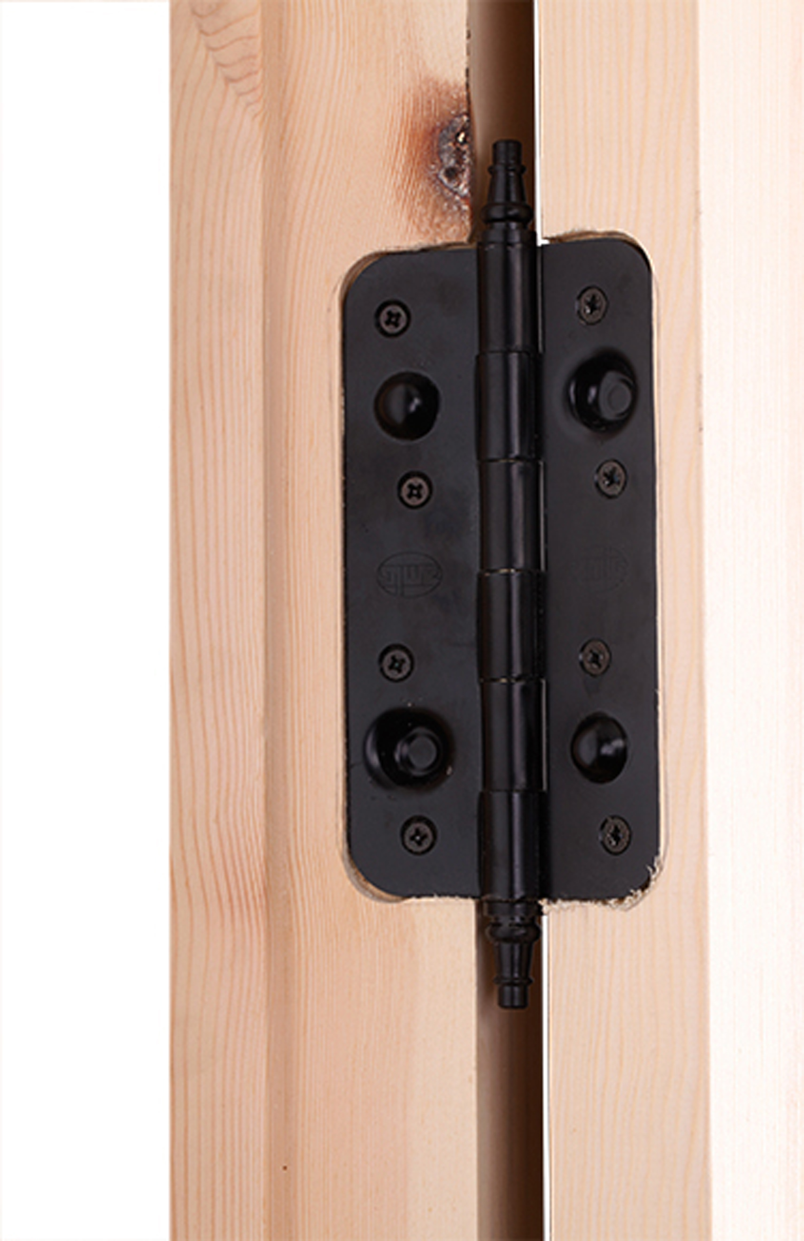 Puerta de entrada madera pino partida con reja diseño rústico color pino apertura derecha 210x95cm - 5