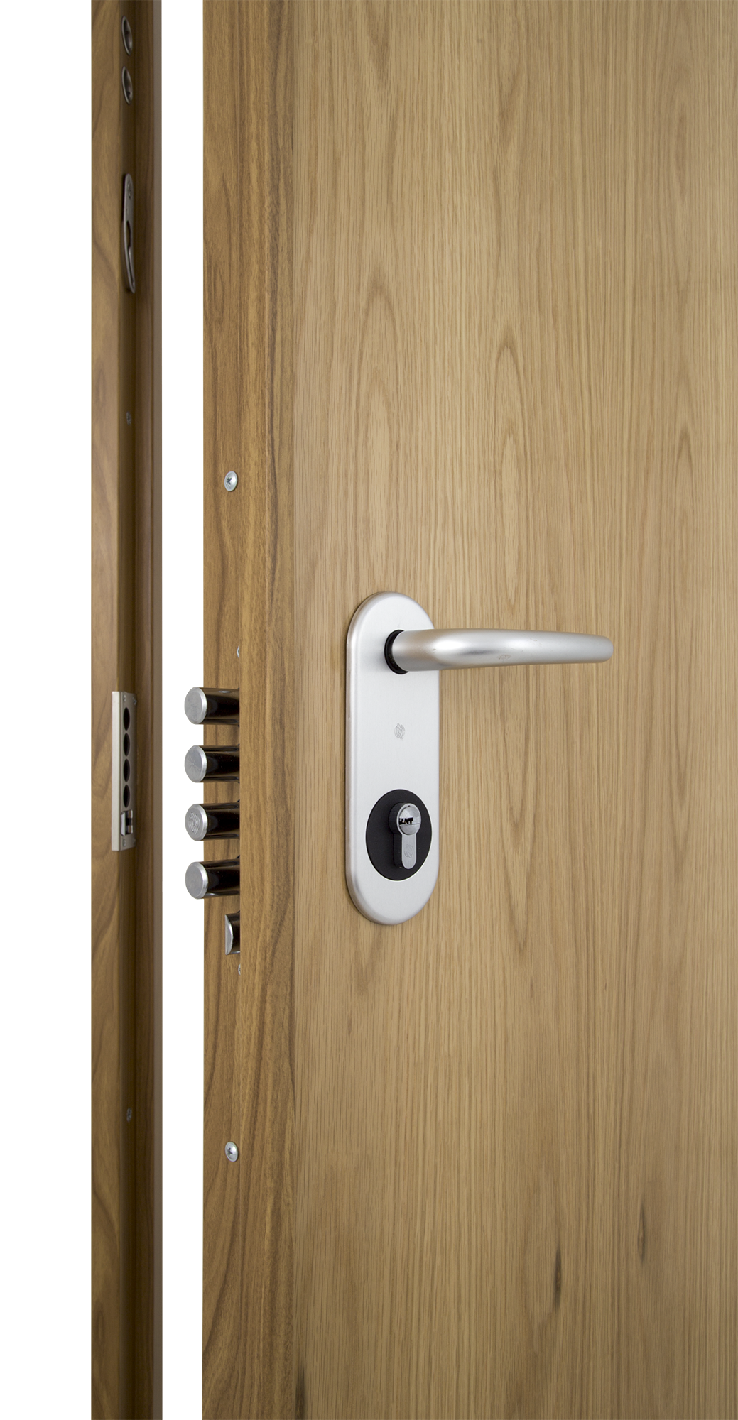 Puerta de entrada acorazada serie V fresada roble / interior liso roble apertura izquierda 206x89cm - 6