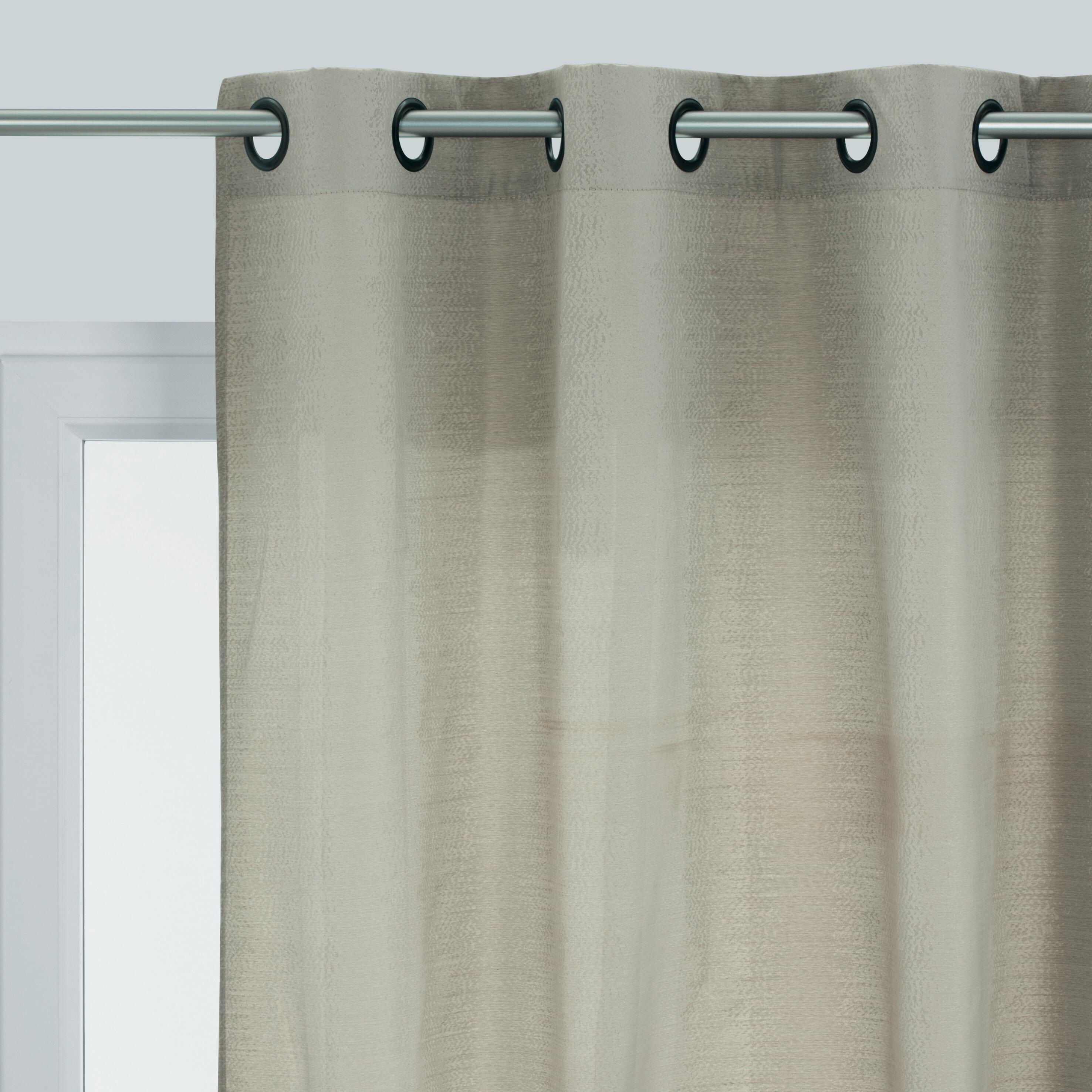 Coppia Tende Bianche Semi Trasparenti A Righe Orlo Superiore Beige Con Ricamo Fiore Tenda Misto - Foto 9