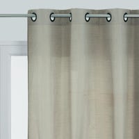 Coppia Tende Bianche Semi Trasparenti A Righe Orlo Superiore Beige Con Ricamo Fiore Tenda Misto - Foto 9