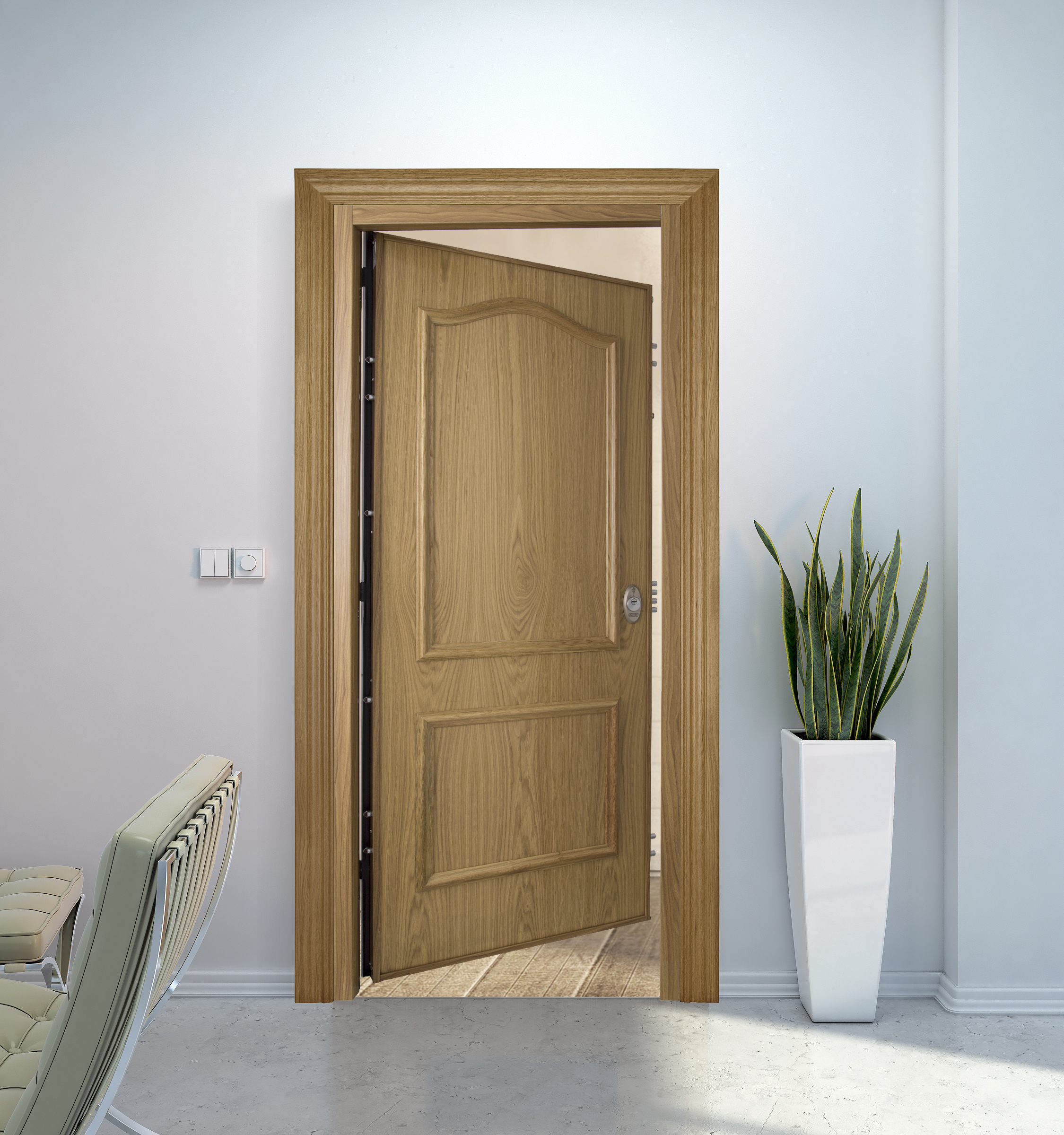 Puerta de entrada acorazada serie V provenzal roble / interior liso roble apertura izquierda 206x89cm - 11