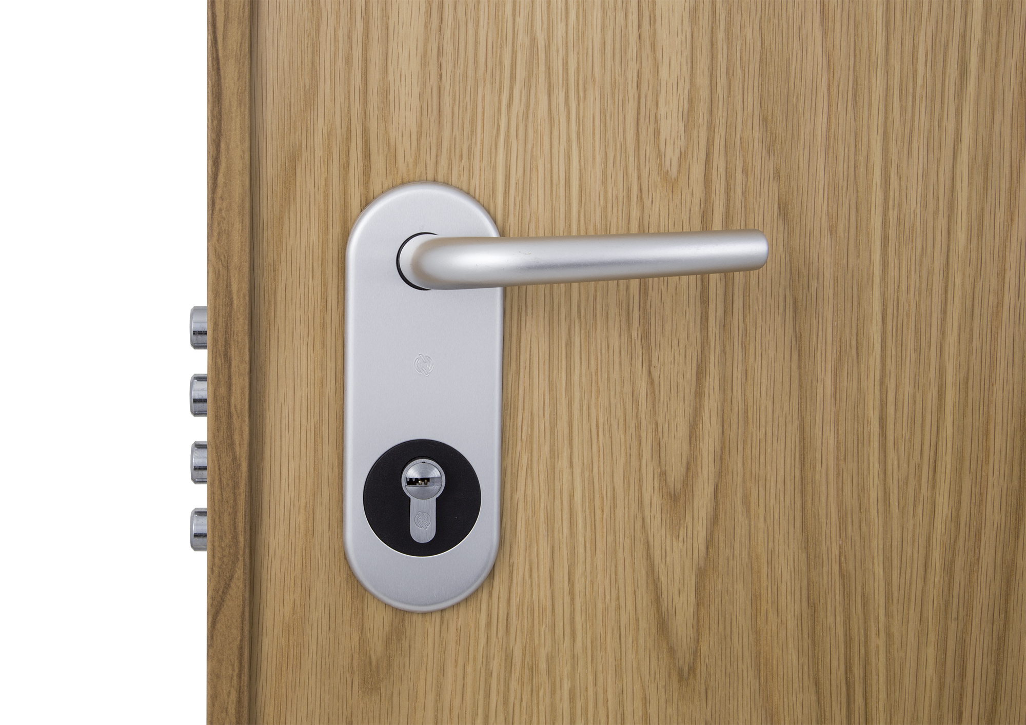 Puerta de entrada acorazada serie V fresada roble / interior liso roble apertura izquierda 206x89cm - 5