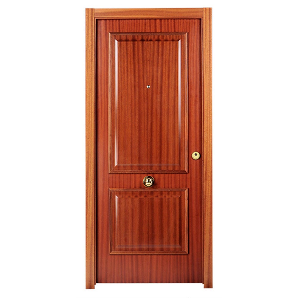 Puerta de entrada blindada serie 3P dos cuadros sapelly / interior liso  blanco apertura izquierda 205x86cm - 4