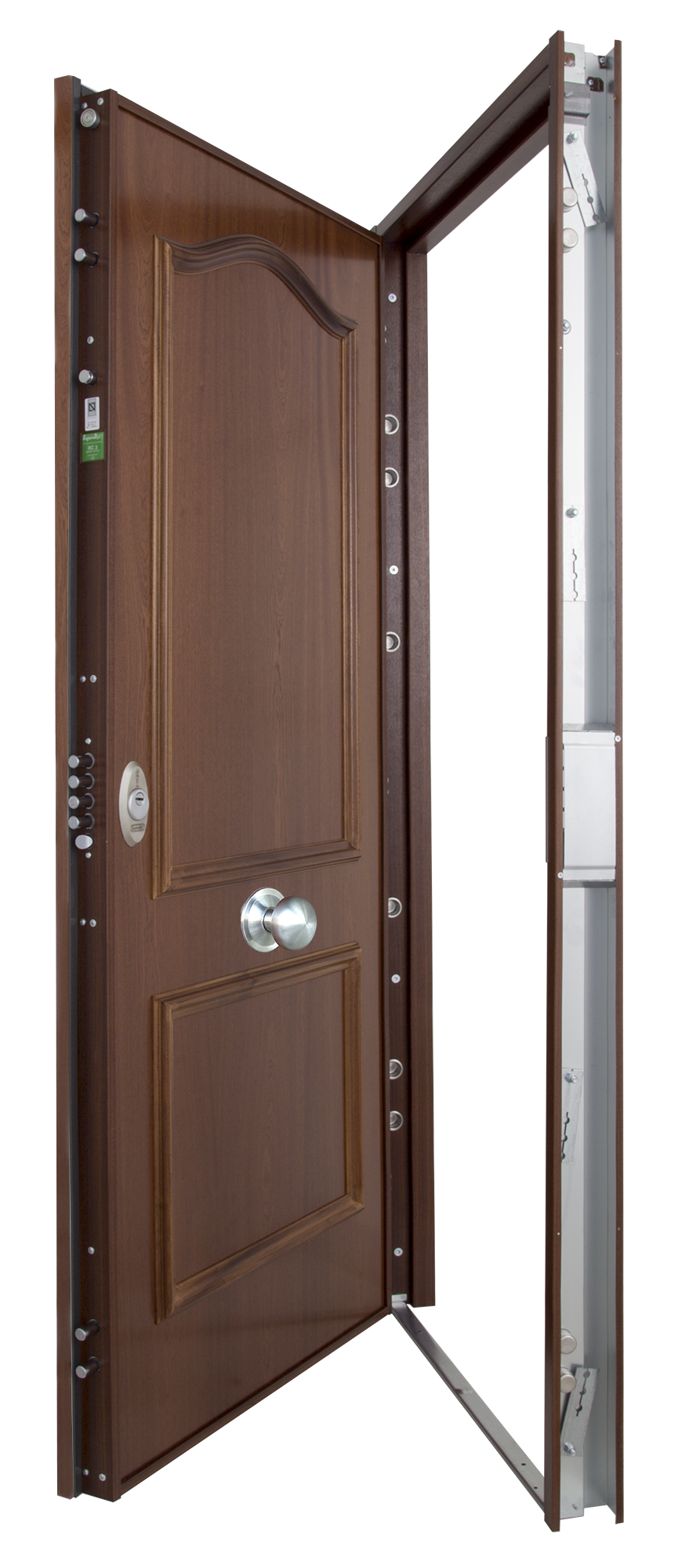 Puerta de entrada acorazada serie V provenzal sapelly / interior liso sapelly apertura izquierda 206x89cm - 14