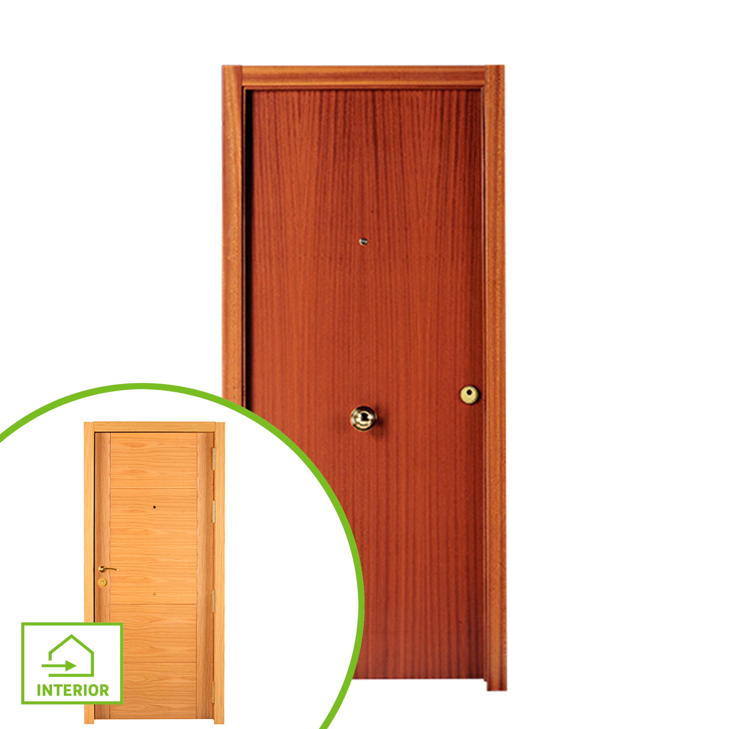 Puerta de entrada blindada serie 3P liso sapelly / interior fresada Noruega roble apertura izquierda 205x86cm - 13