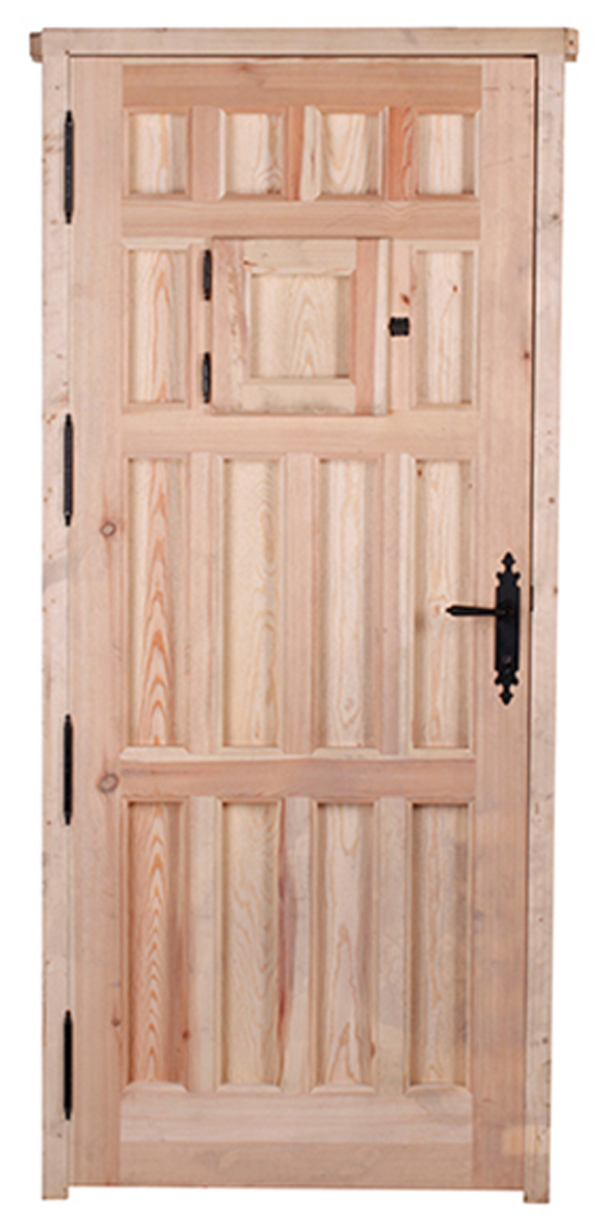 Puerta de entrada madera pino entera diseño rústico color pino apertura derecha 210x95cm - 4